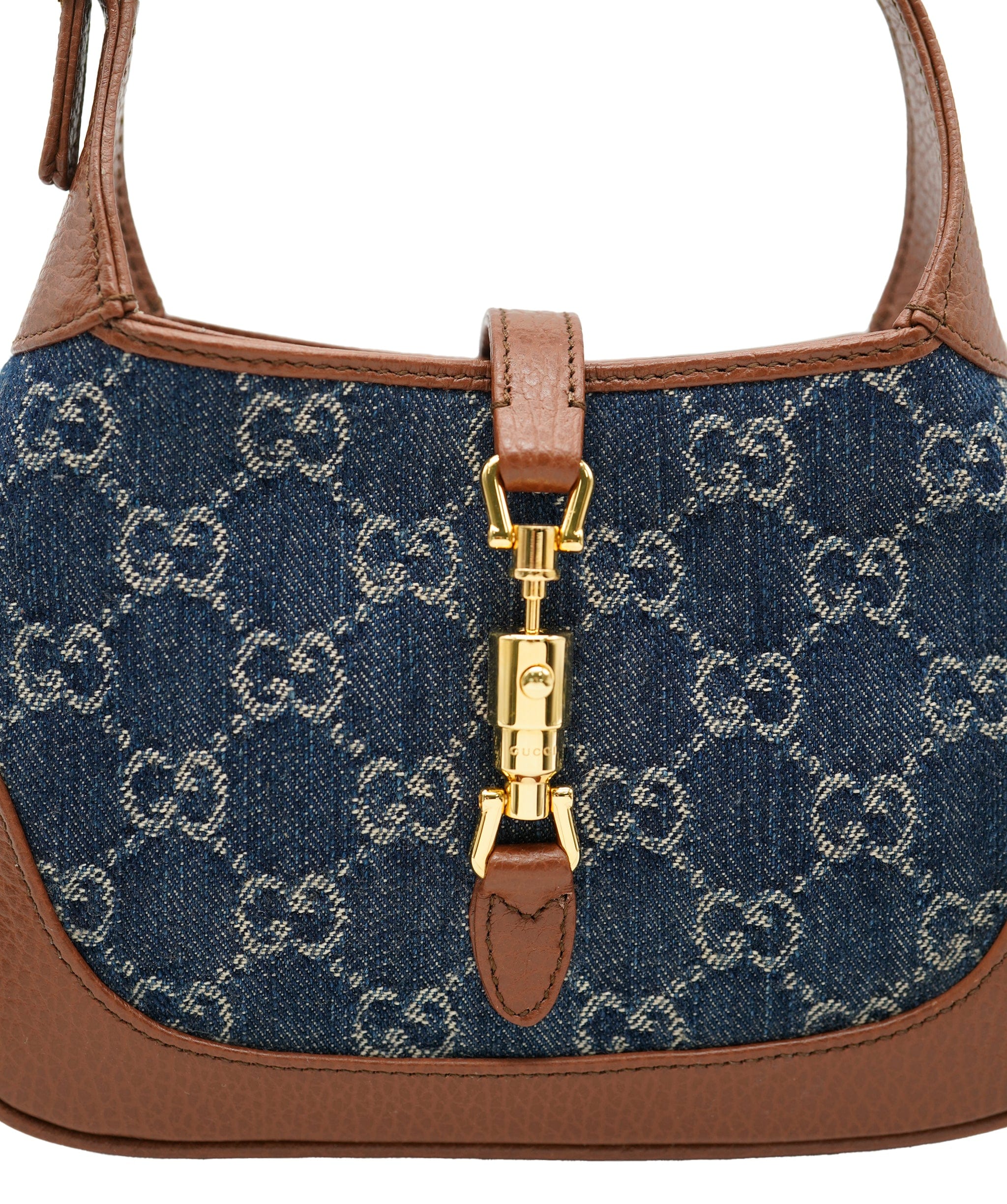 Gucci Gucci Brown Blue GG Denim Mini Jackie 1961 ABC0825