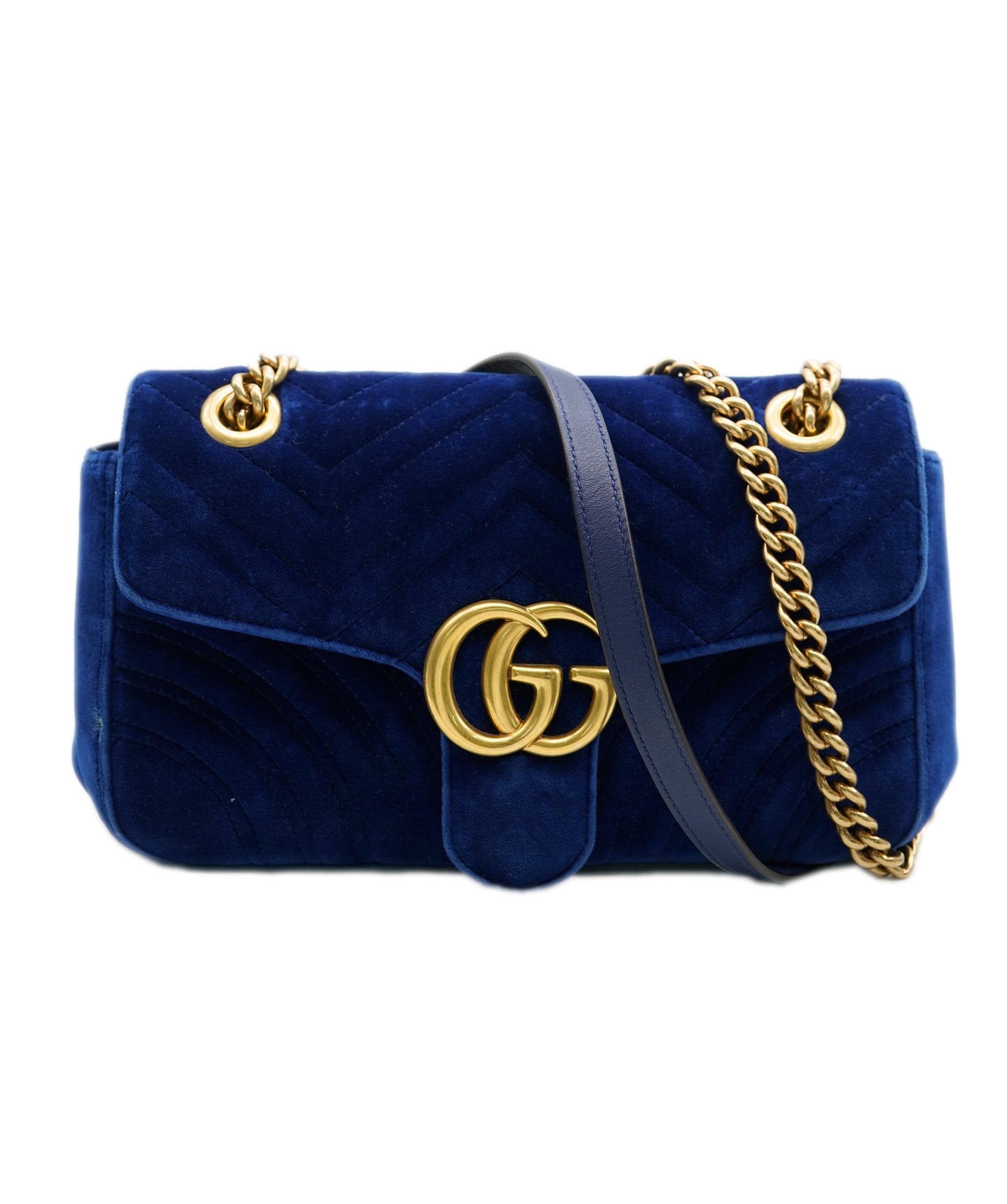 Gucci Gucci Navy Velvet GG Marmont Crossbody Bag ABC0333