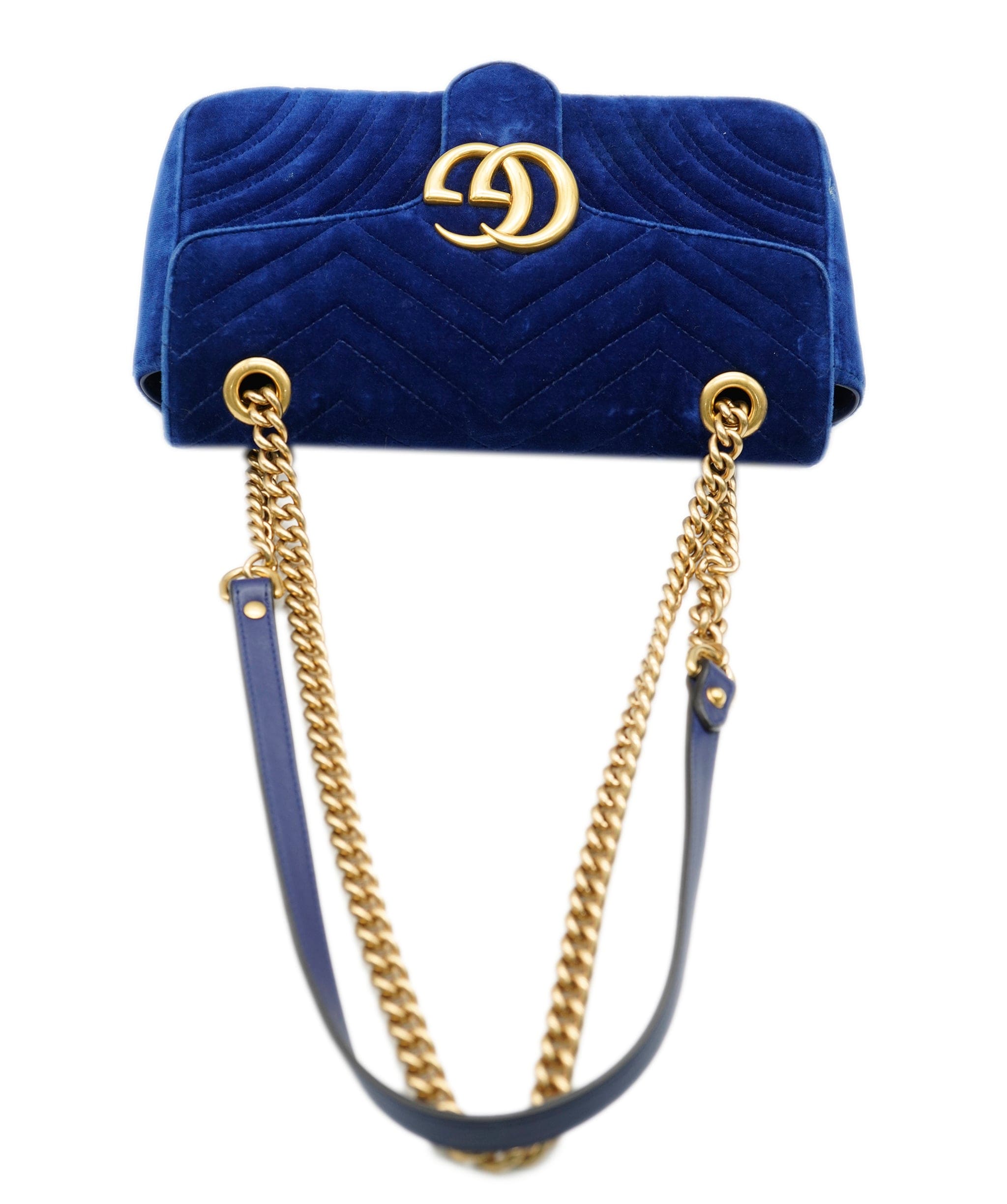 Gucci Gucci Navy Velvet GG Marmont Crossbody Bag ABC0333