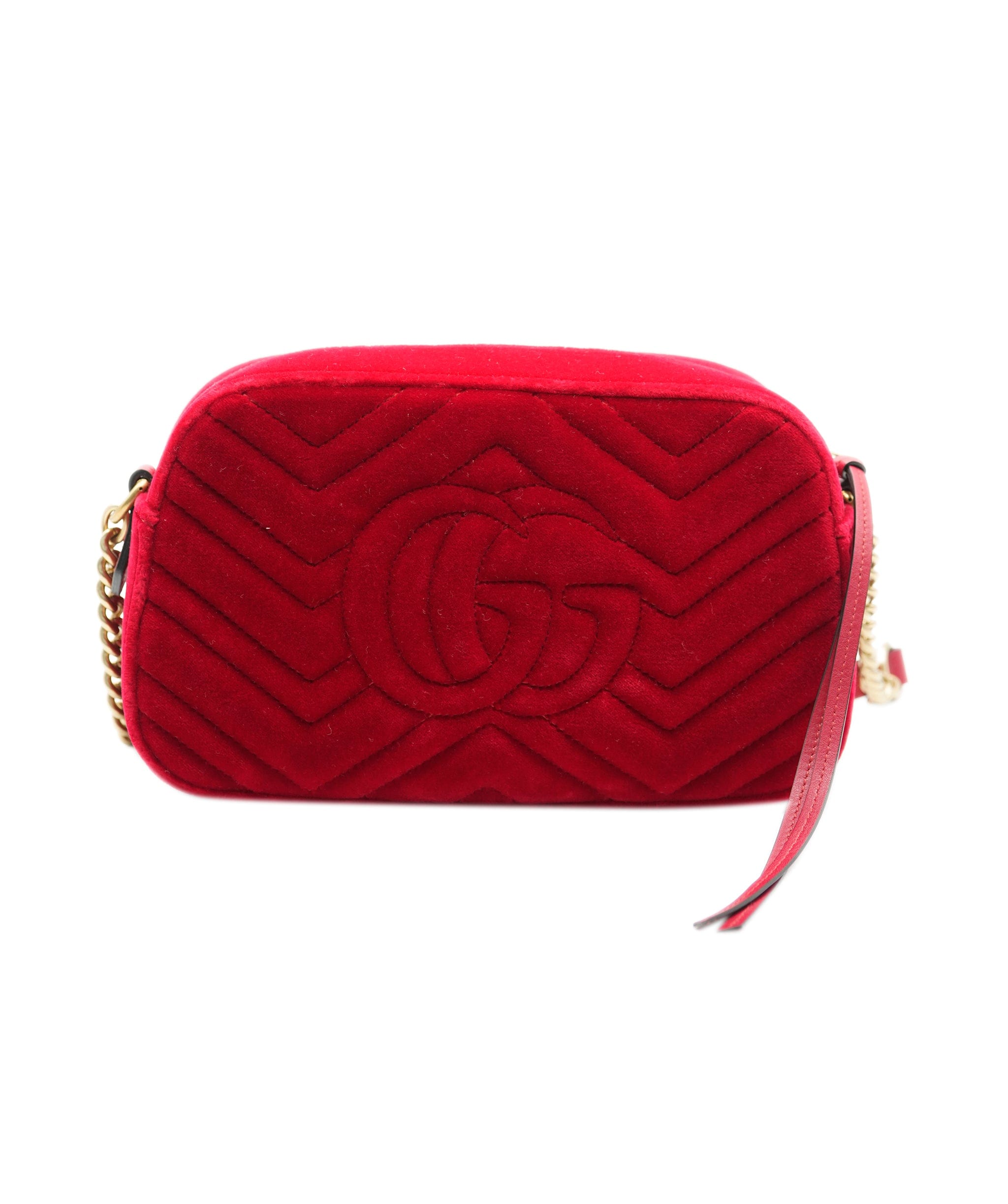 Gucci Gucci red velvet marmont camera bag with GHW  - AJC0270