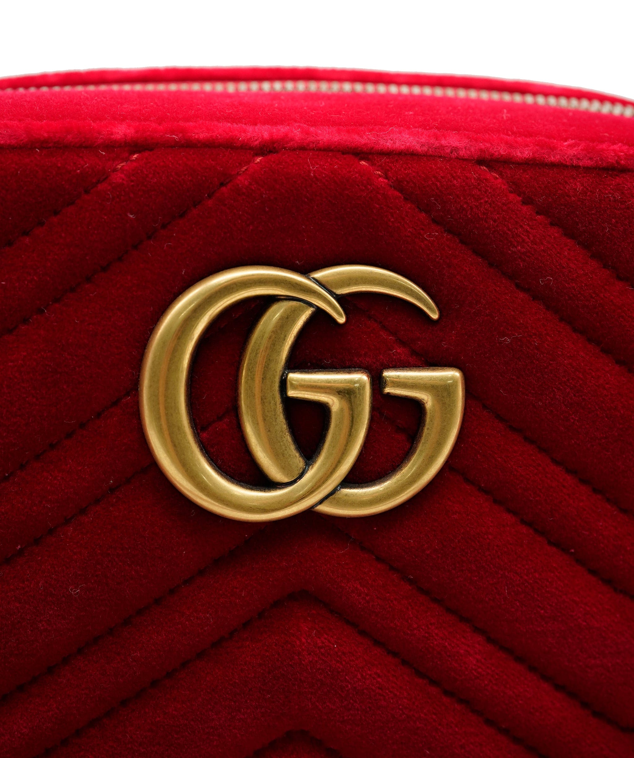 Gucci Gucci red velvet marmont camera bag with GHW  - AJC0270