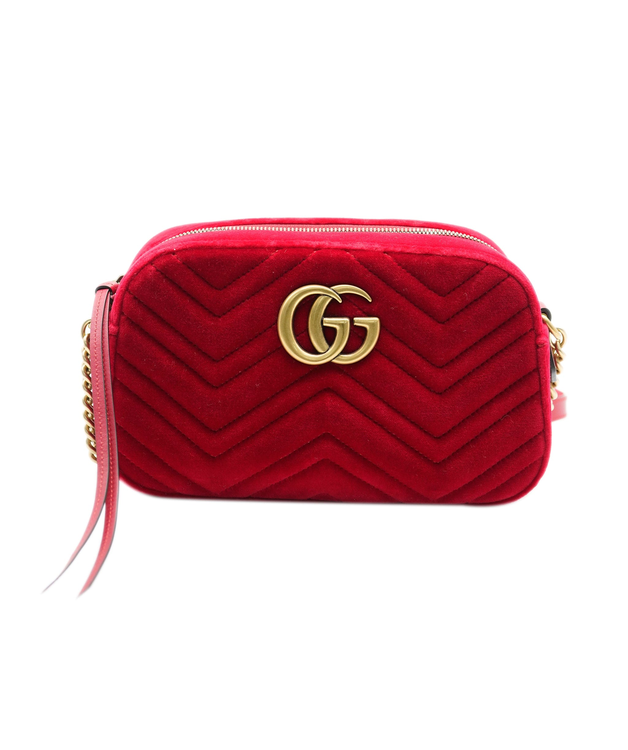 Gucci Gucci red velvet marmont camera bag with GHW  - AJC0270