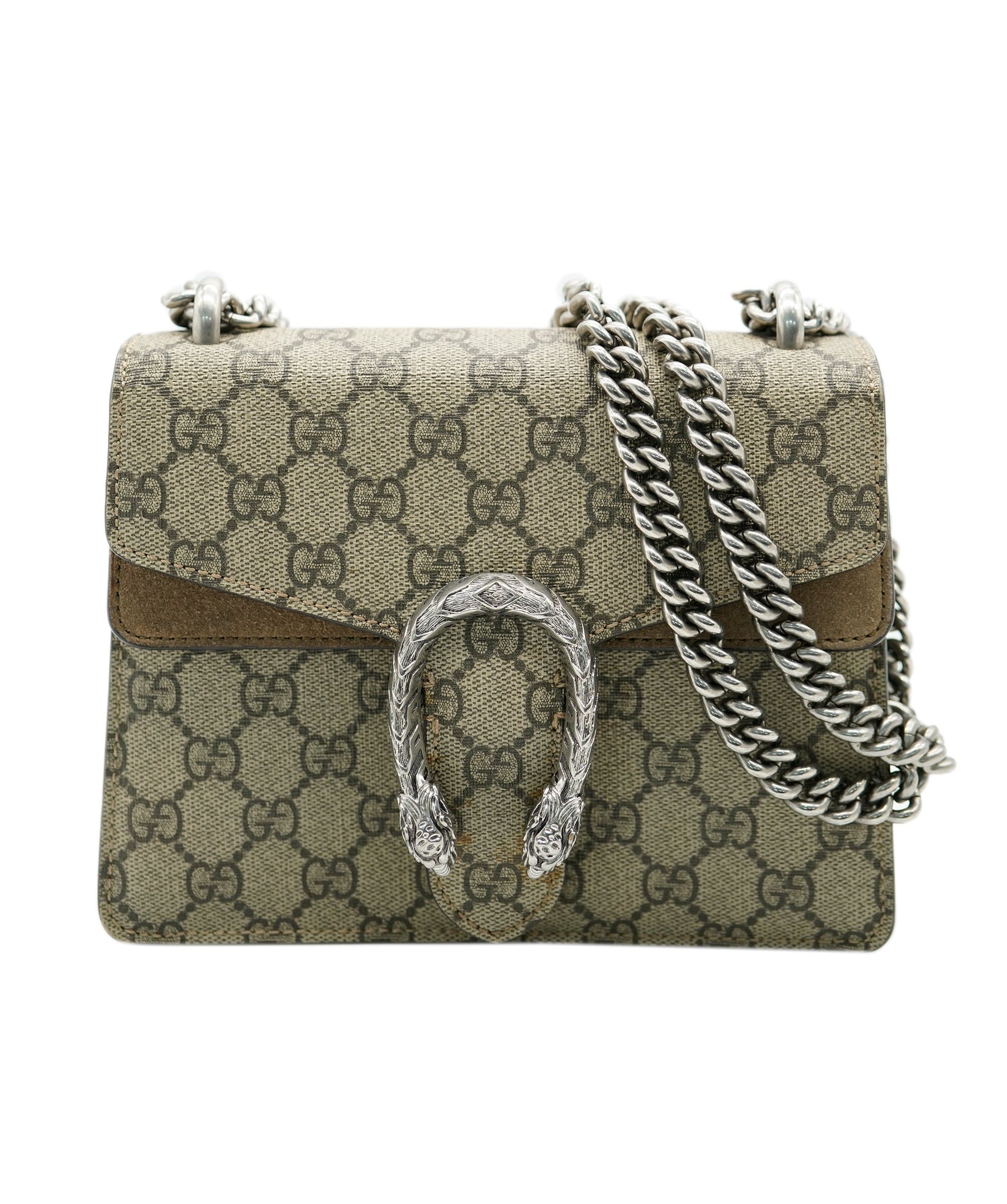 Gucci Gucci Taupe Suede GG Supreme Mini Dionysus 131658