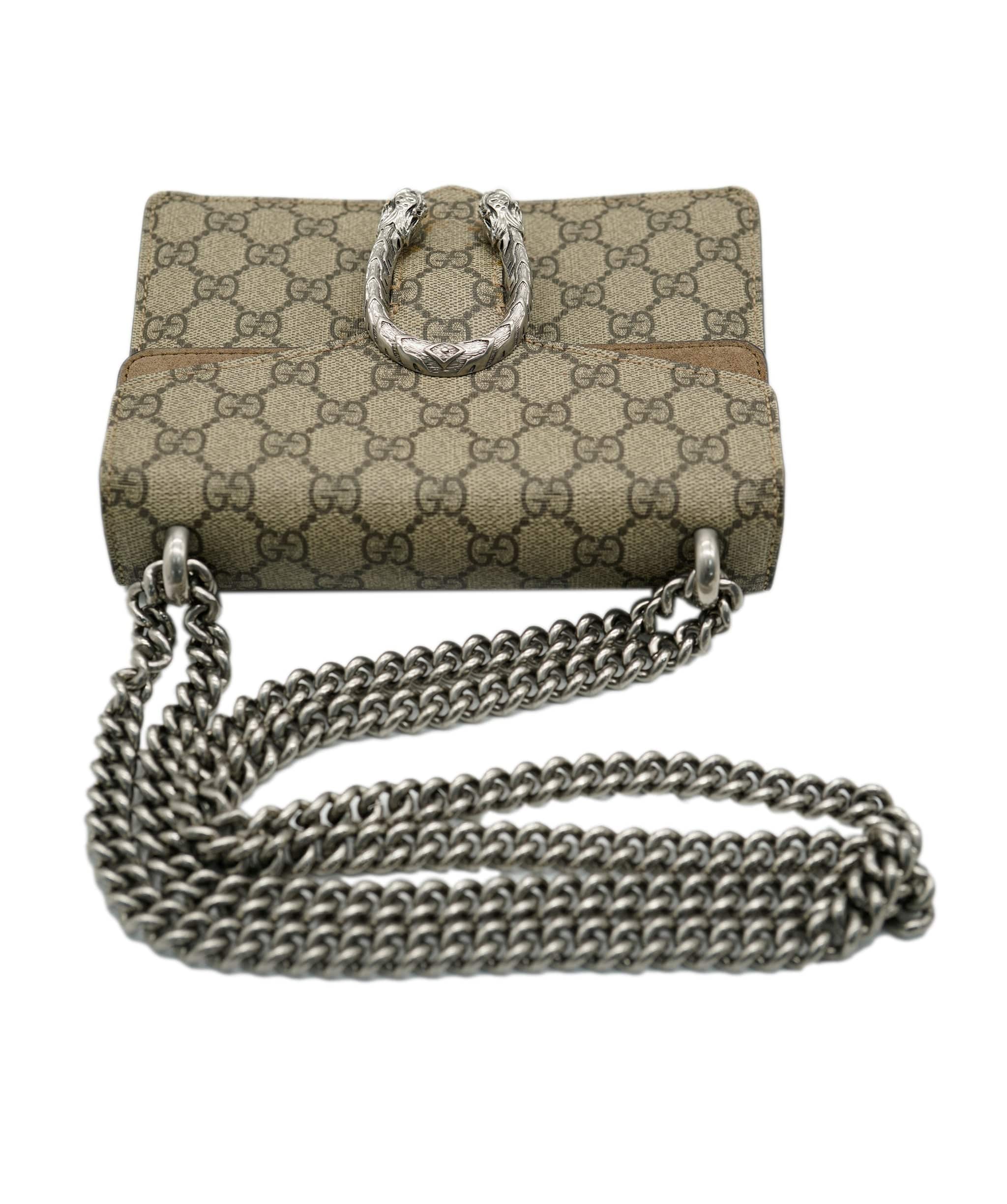 Gucci Gucci Taupe Suede GG Supreme Mini Dionysus 131658