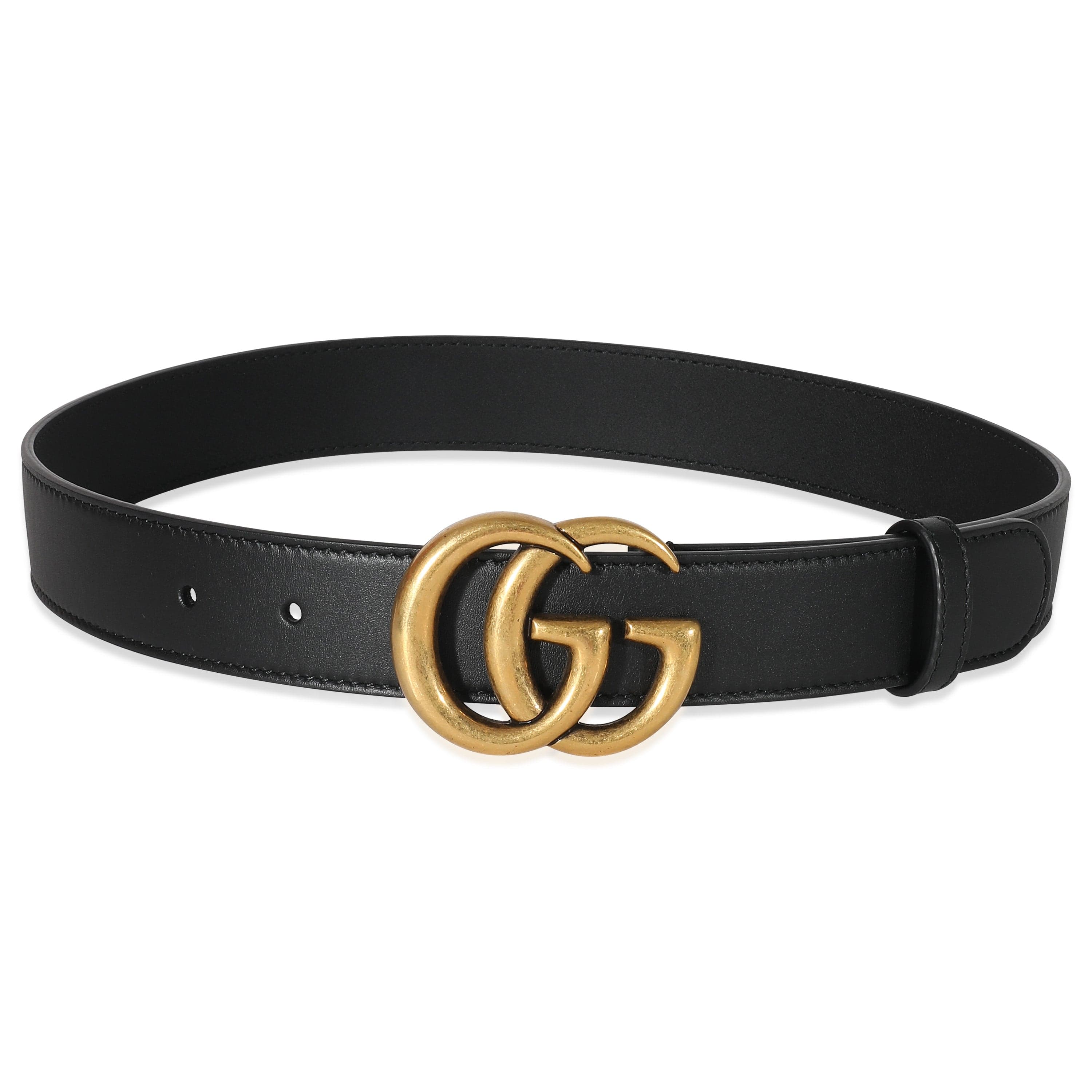 Gucci Gucci Black Leather Double G Belt 70/28