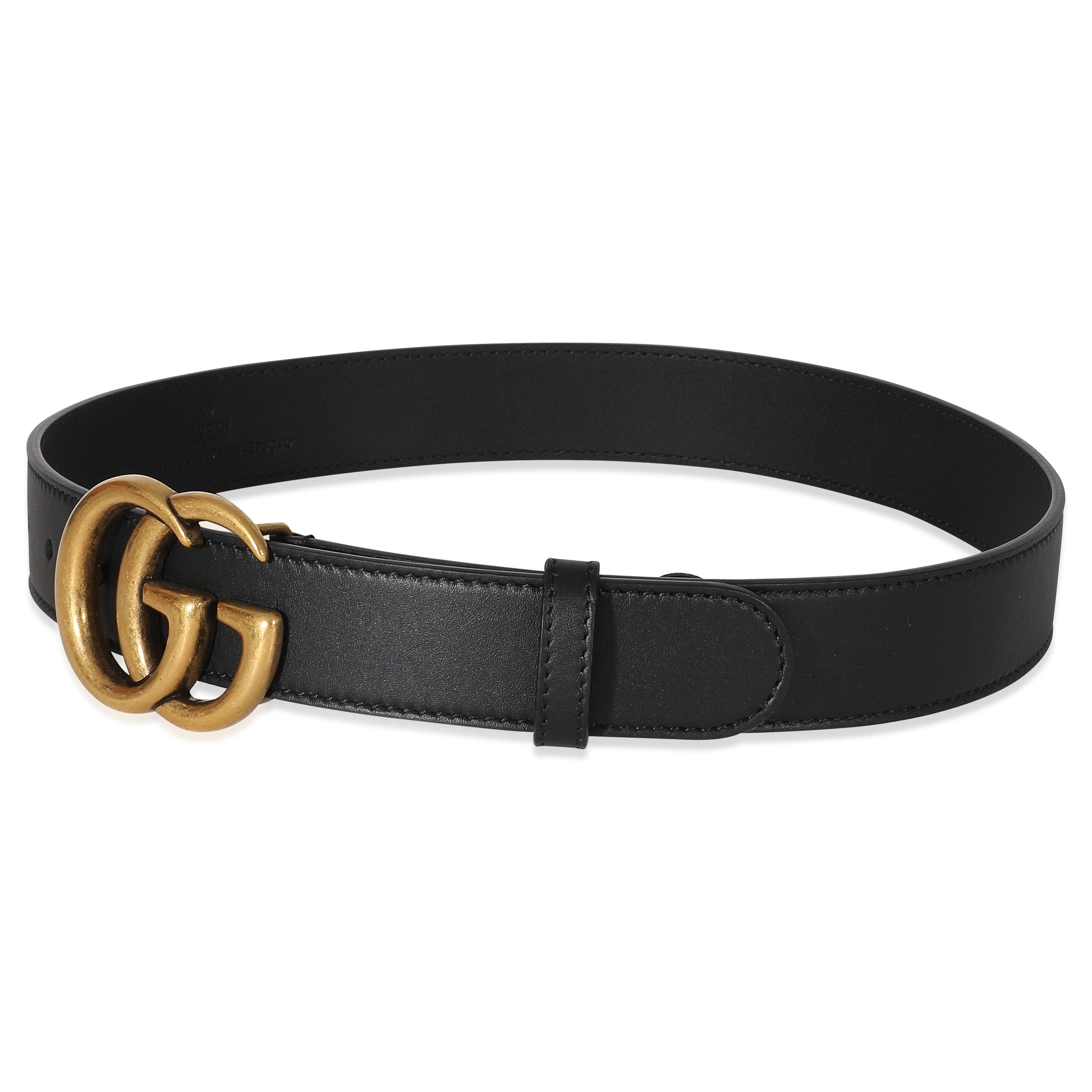 Gucci Gucci Black Leather Double G Belt 70/28