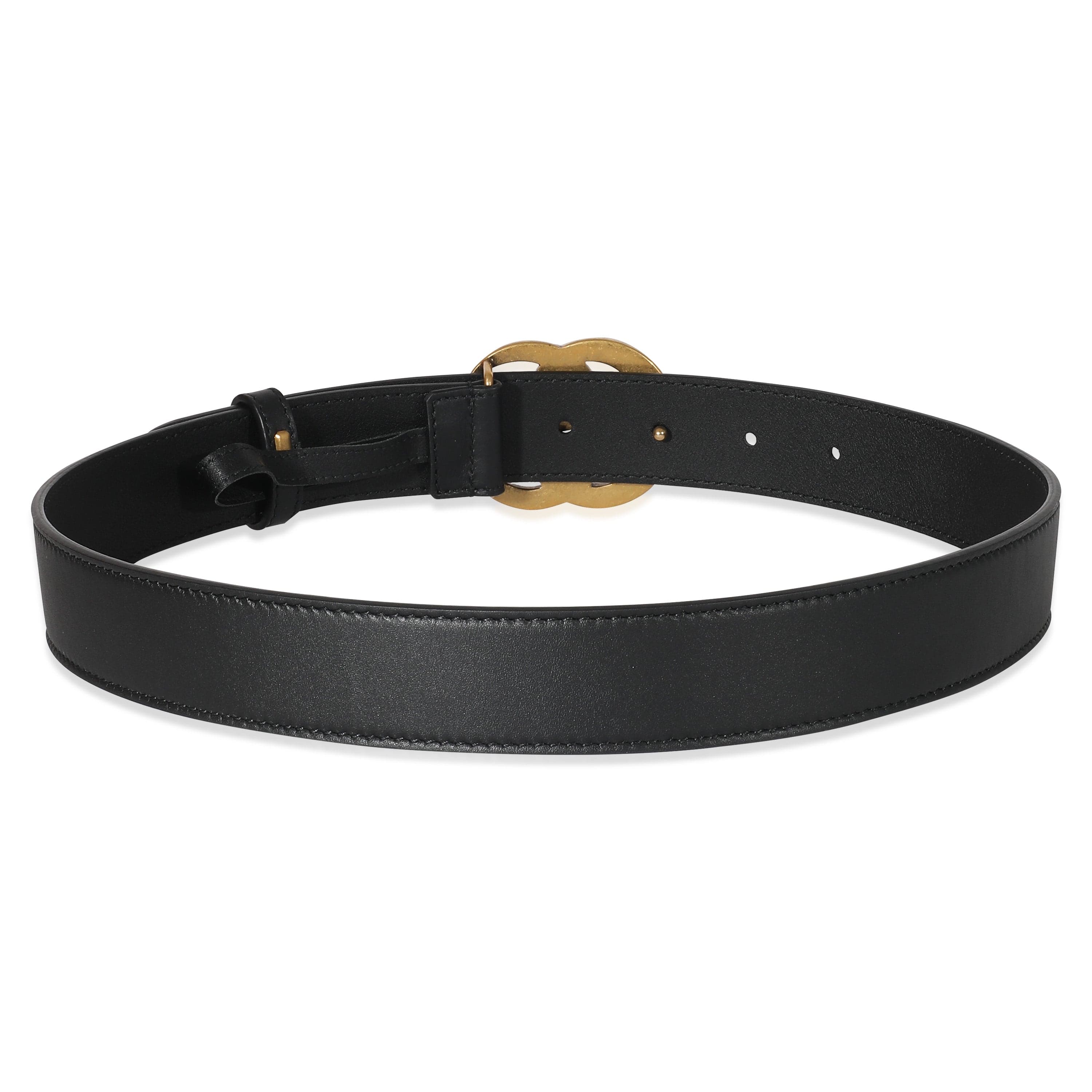 Gucci Gucci Black Leather Double G Belt 70/28