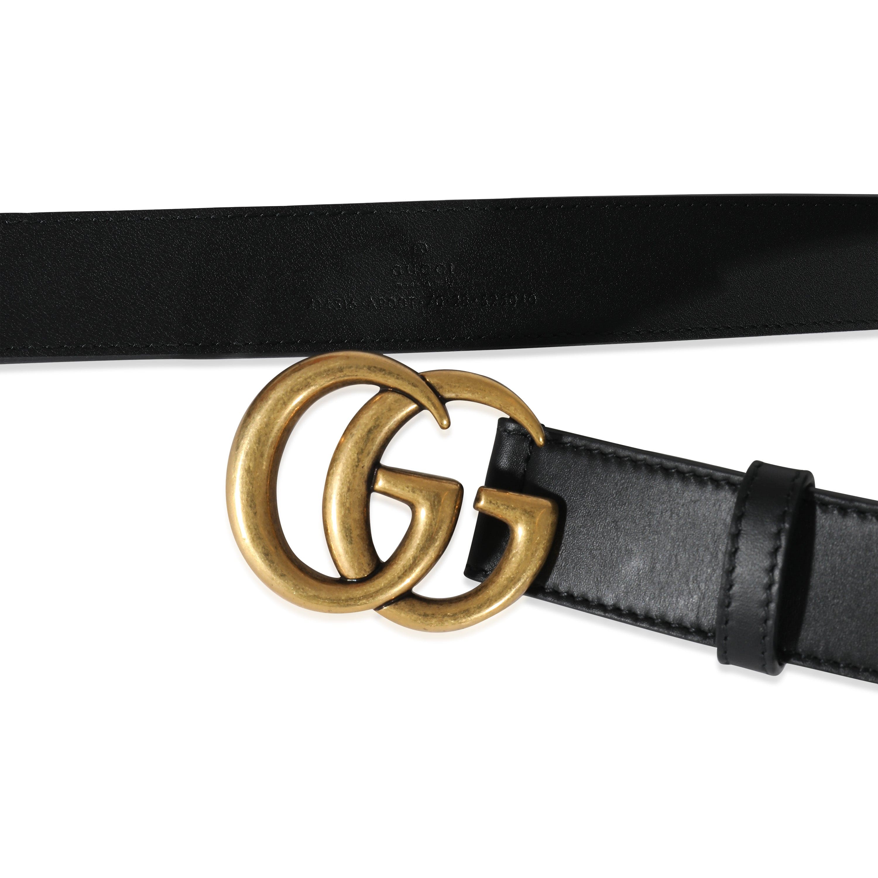 Gucci Gucci Black Leather Double G Belt 70/28