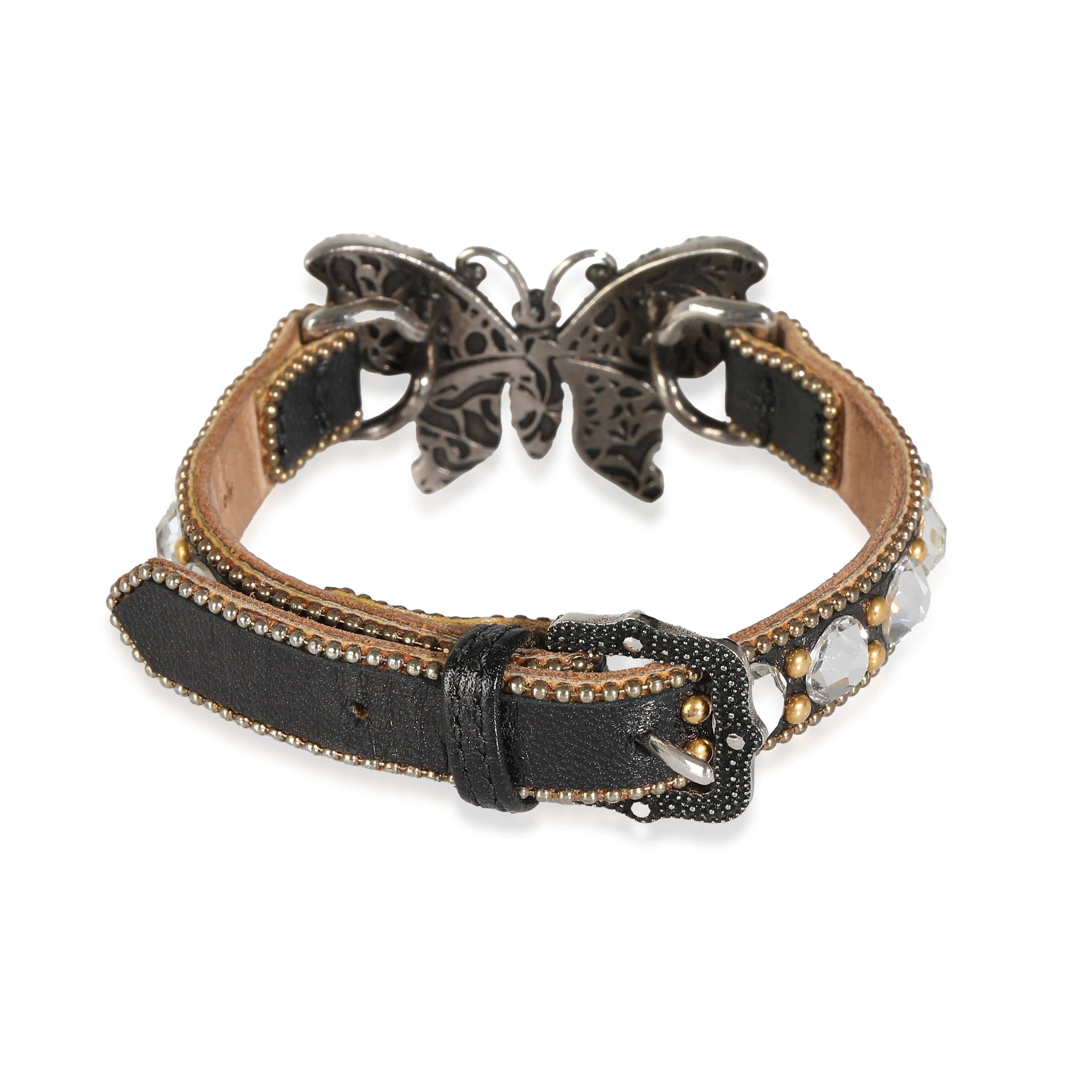 Gucci Gucci Butterfly Bracelet in Leather & Base Metal