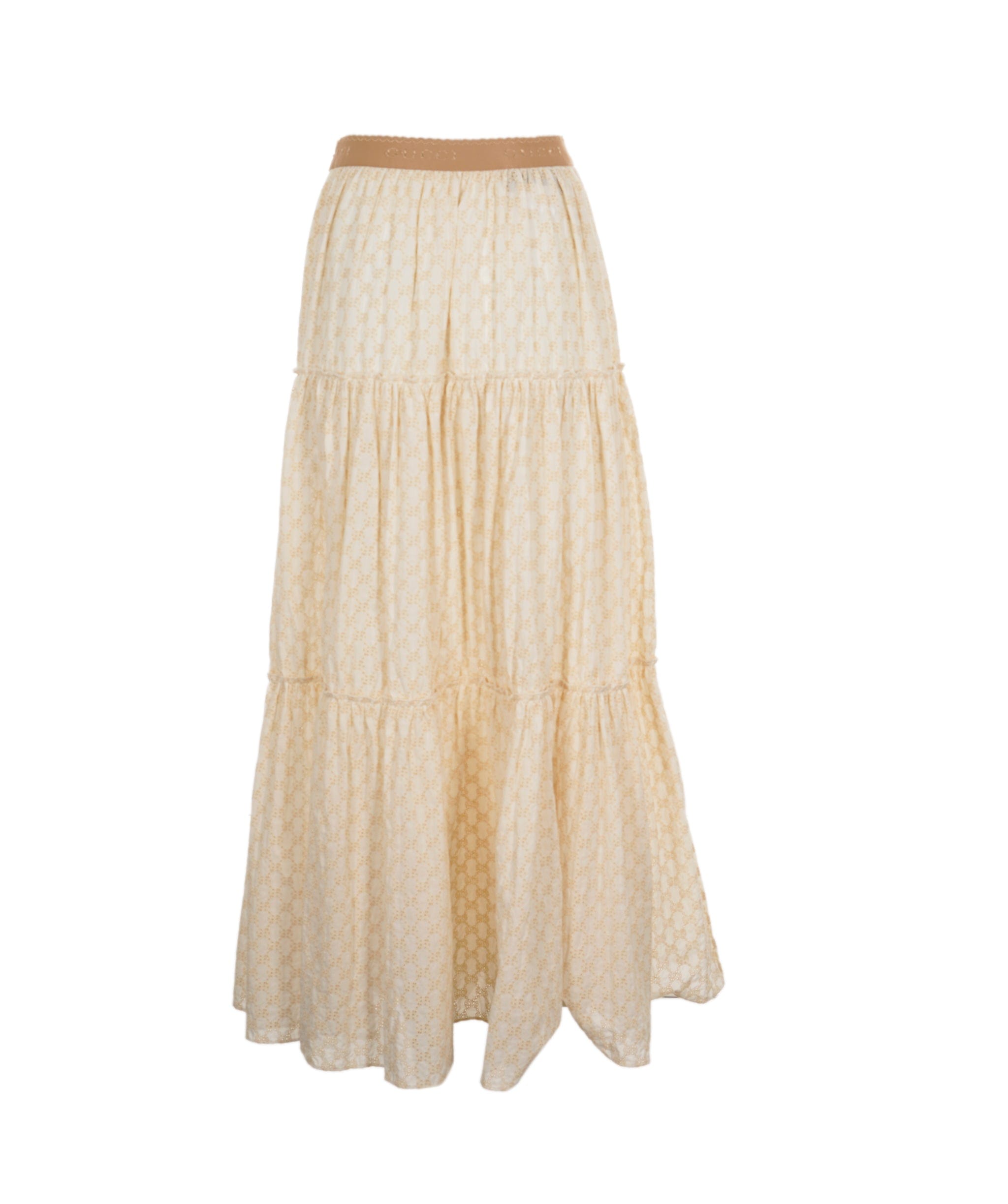 Gucci Gucci cream lace gg maxi skirt size 38 AGL2436