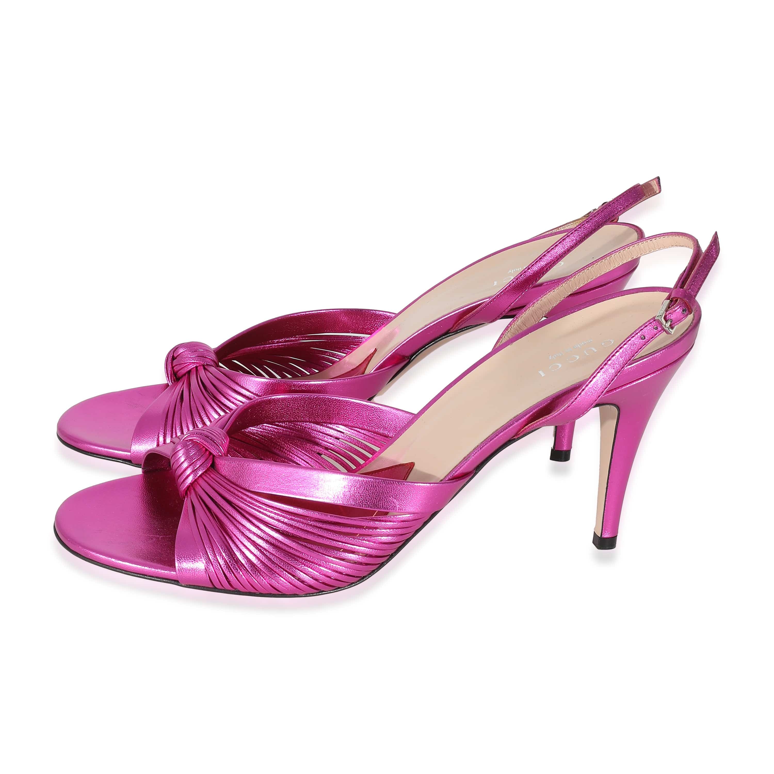 Gucci Gucci Metallic Pink Knot Heels Size 41 ULC1003