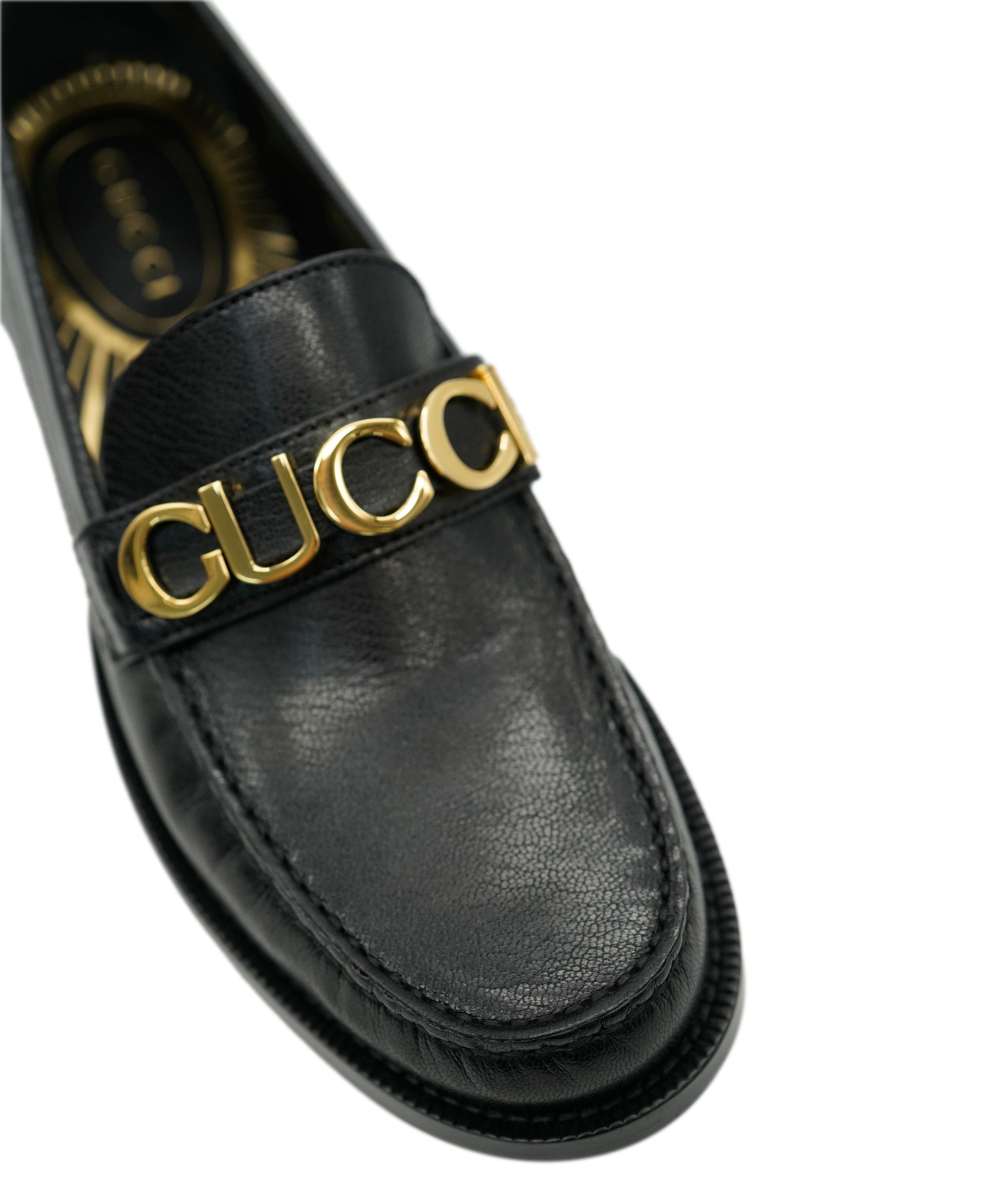 Gucci Gucci black loafers with gold details 38.5 AJL0193