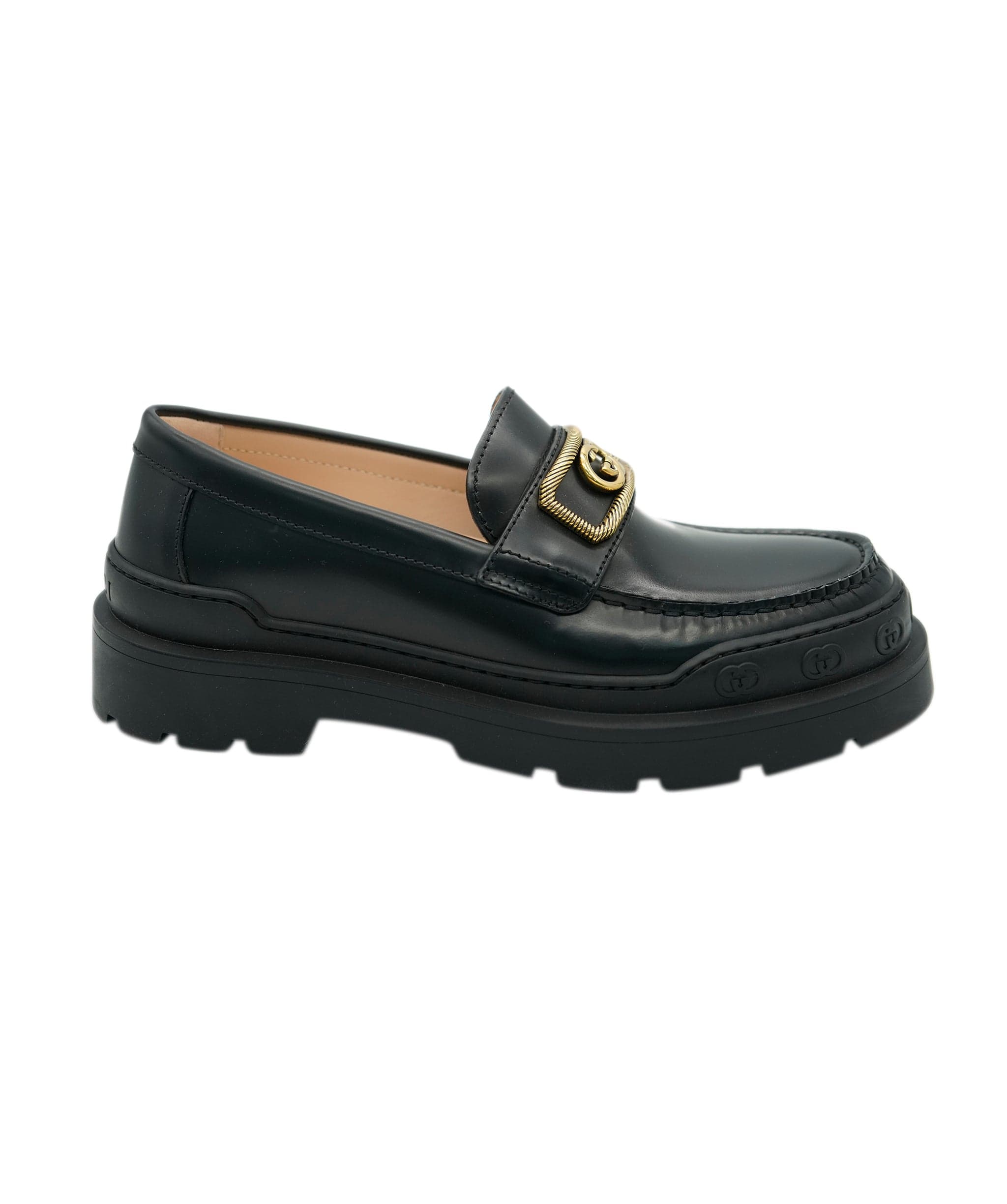 Gucci Gucci black loafers with gold details 39 AJL0192