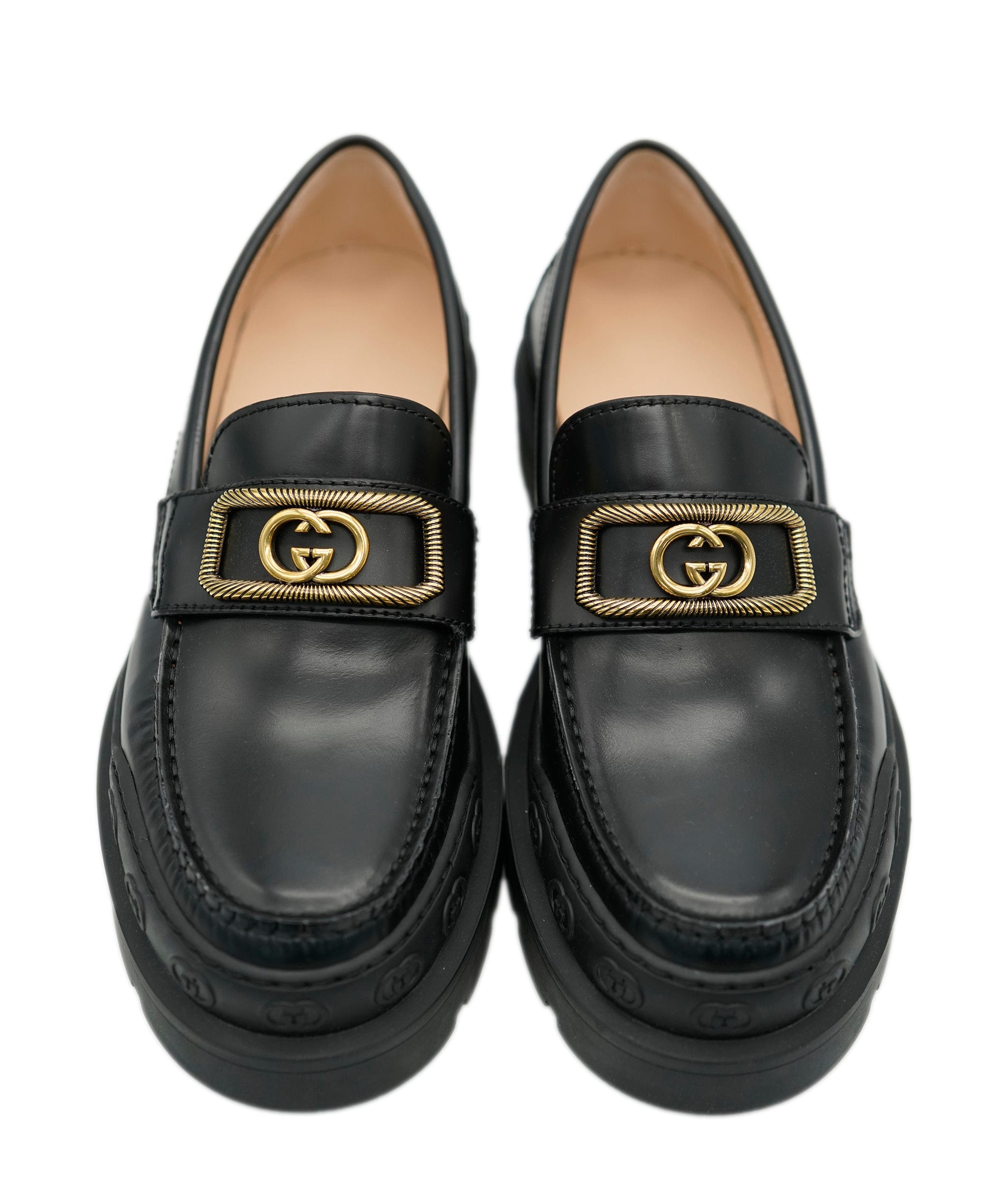 Gucci Gucci black loafers with gold details 39 AJL0192