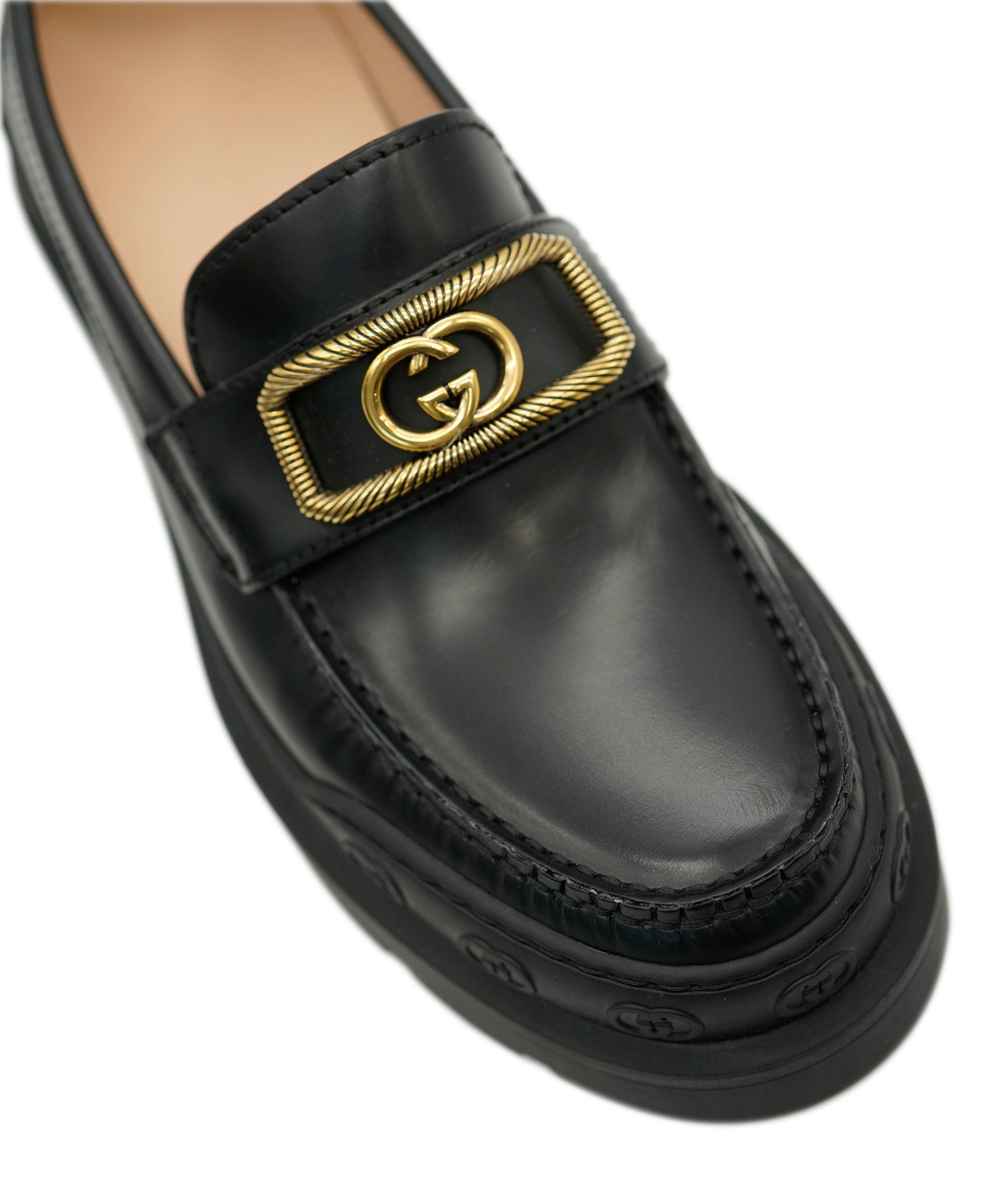 Gucci Gucci black loafers with gold details 39 AJL0192