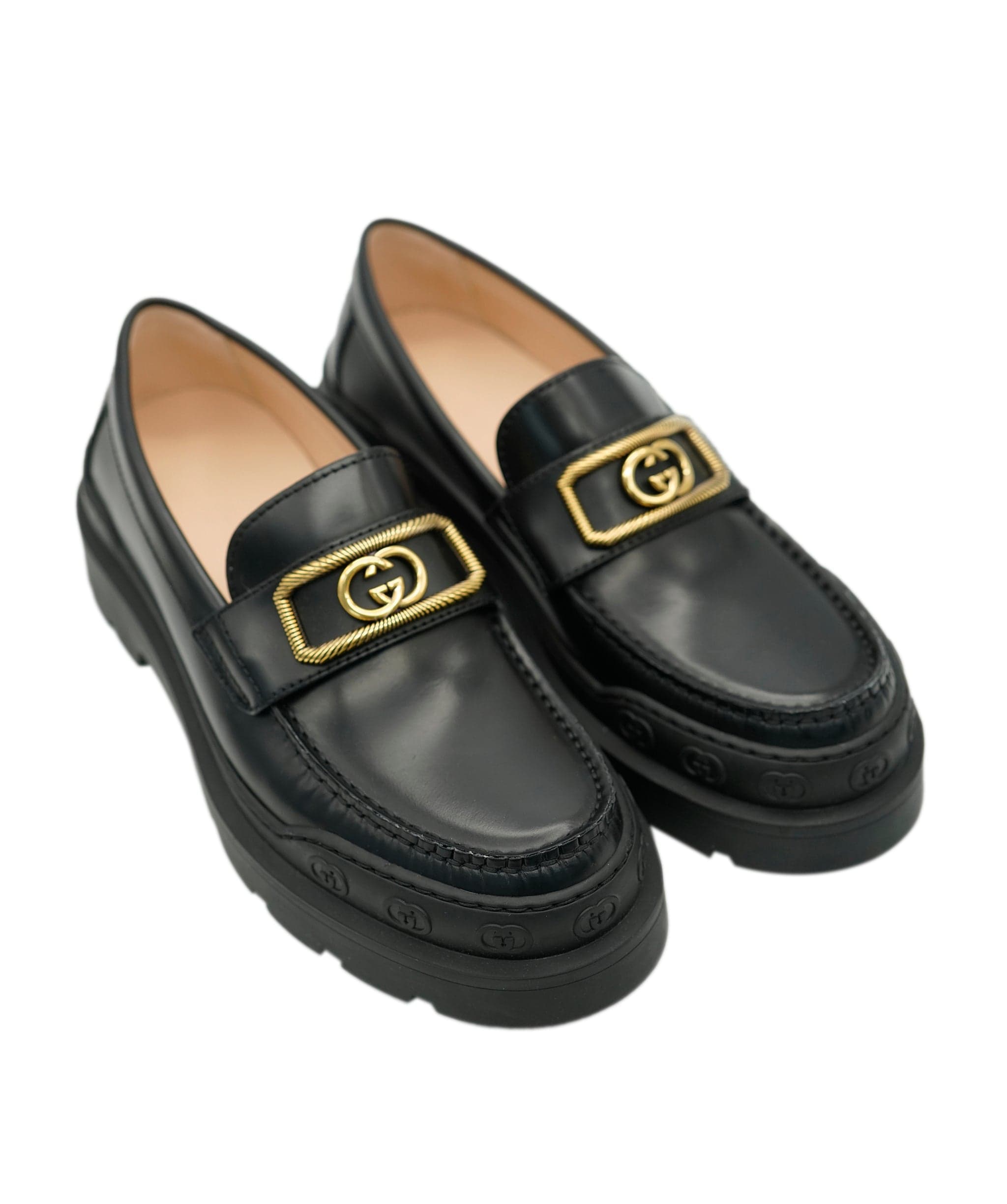 Gucci Gucci black loafers with gold details 39 AJL0192