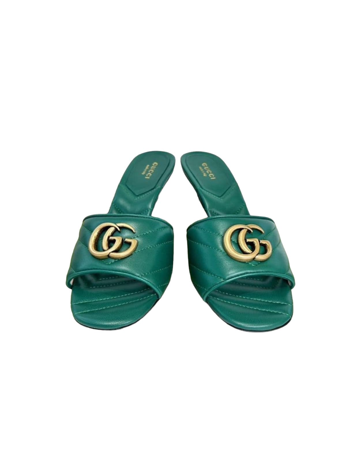 Gucci Gucci Double G Green Slides - 37.5