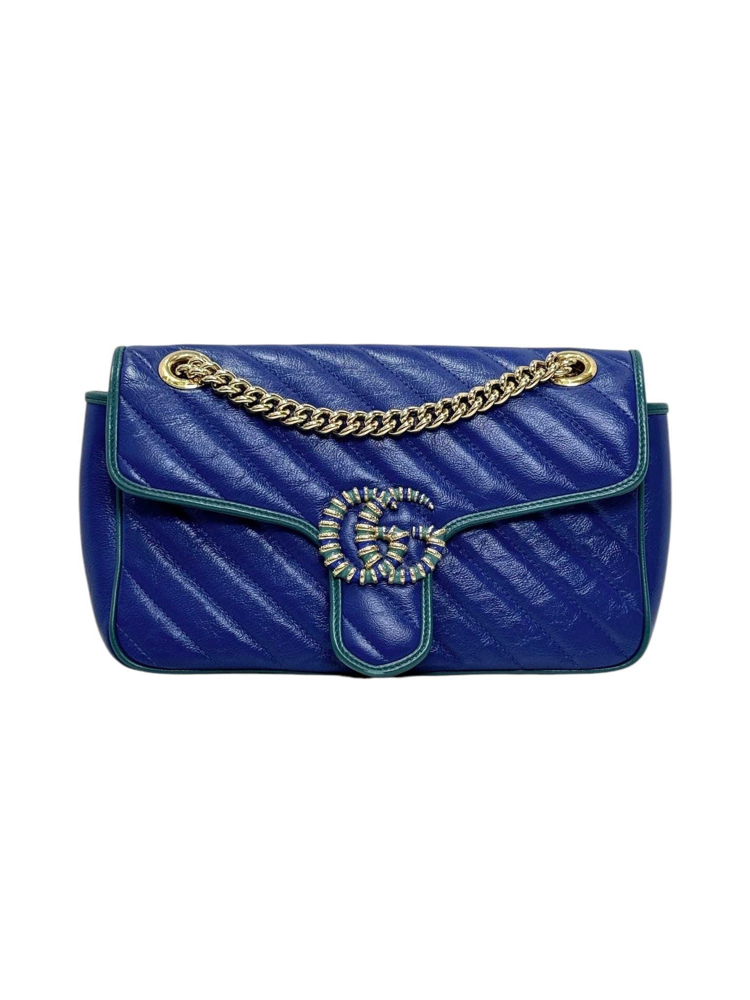 Gucci Gucci Blue Marmot with Green Trim Bag