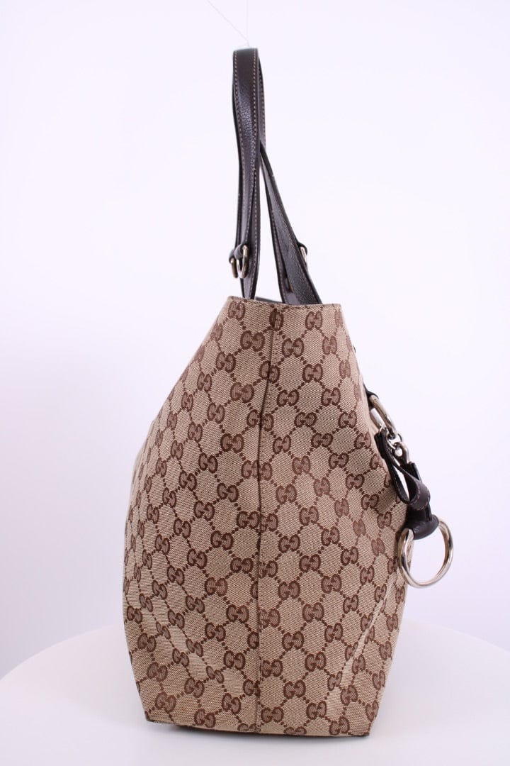 Gucci Gucci GG Canvas Icon Bit Tote Beige