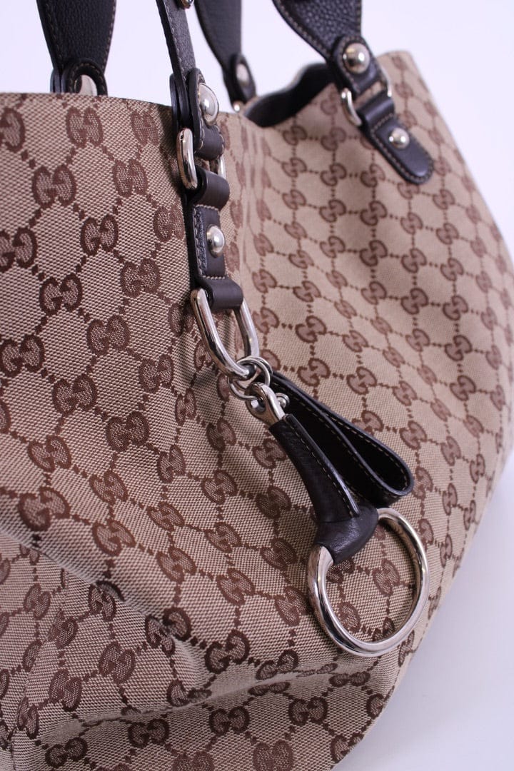 Gucci Gucci GG Canvas Icon Bit Tote Beige