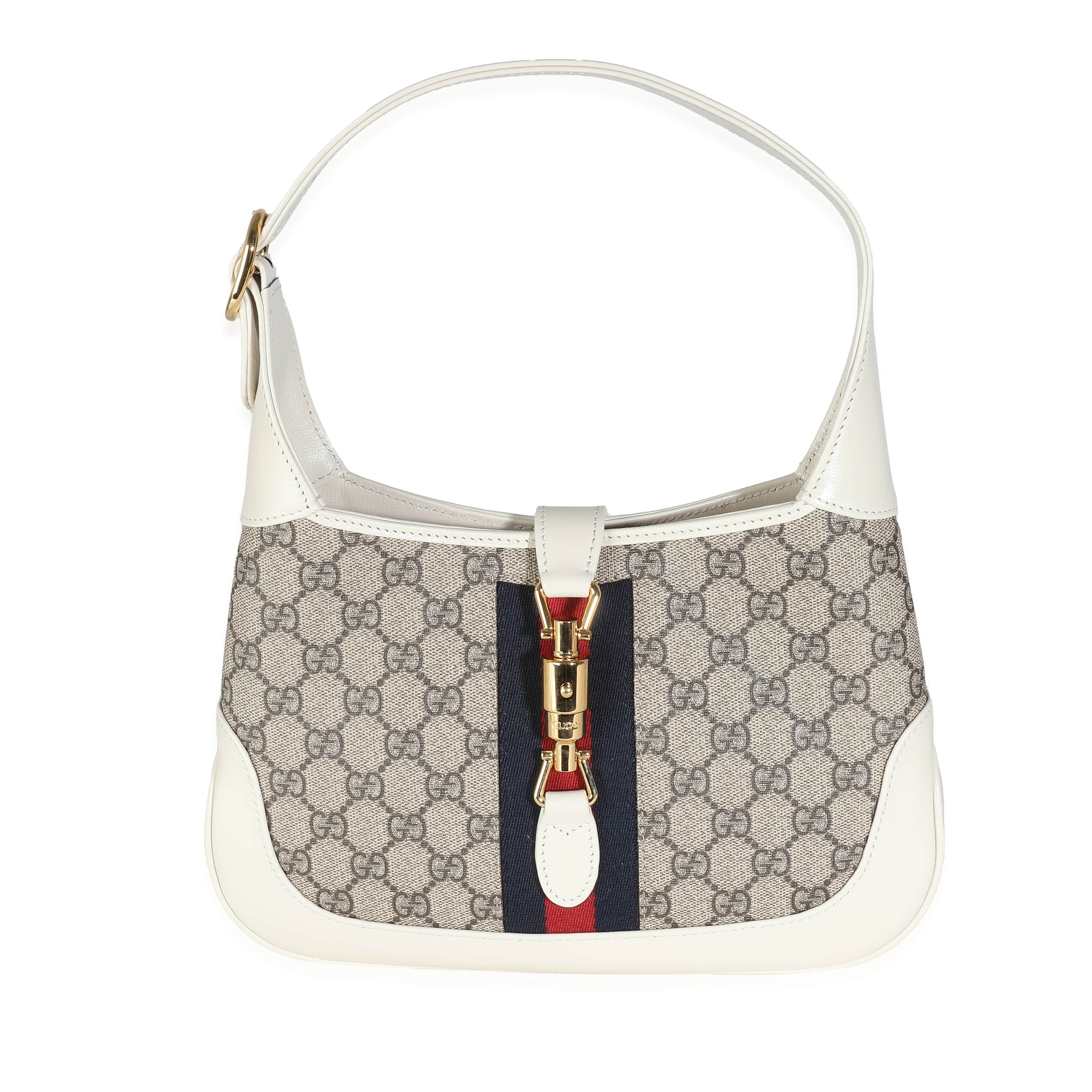 Gucci Gucci Beige Ebony Mystique White GG Supreme Web Small Jackie 1961