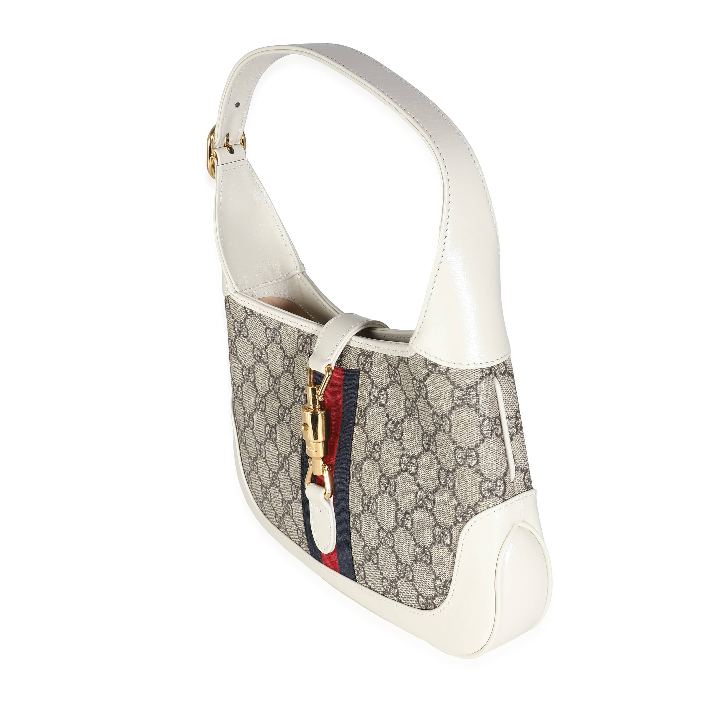 Gucci Gucci Beige Ebony Mystique White GG Supreme Web Small Jackie 1961