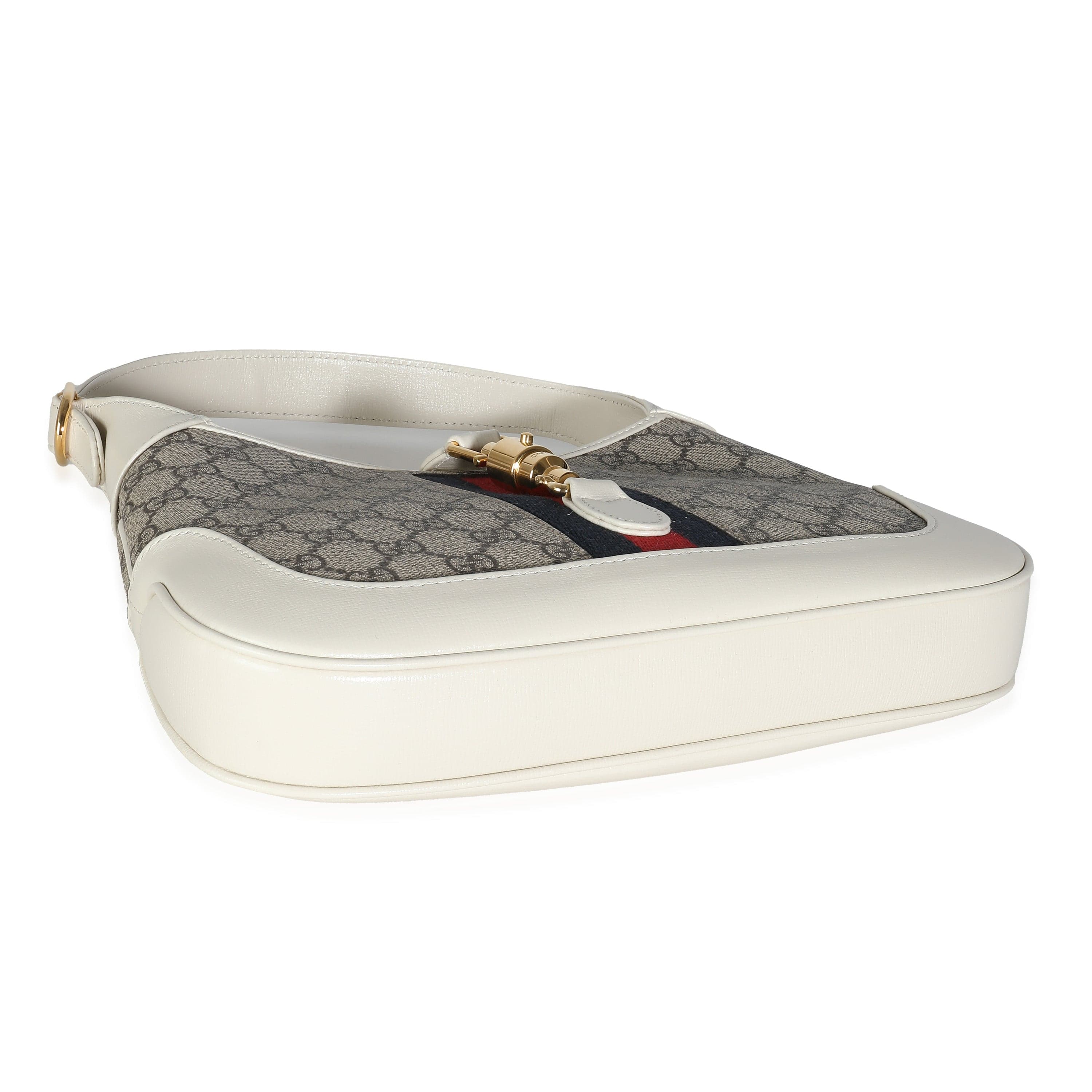 Gucci Gucci Beige Ebony Mystique White GG Supreme Web Small Jackie 1961