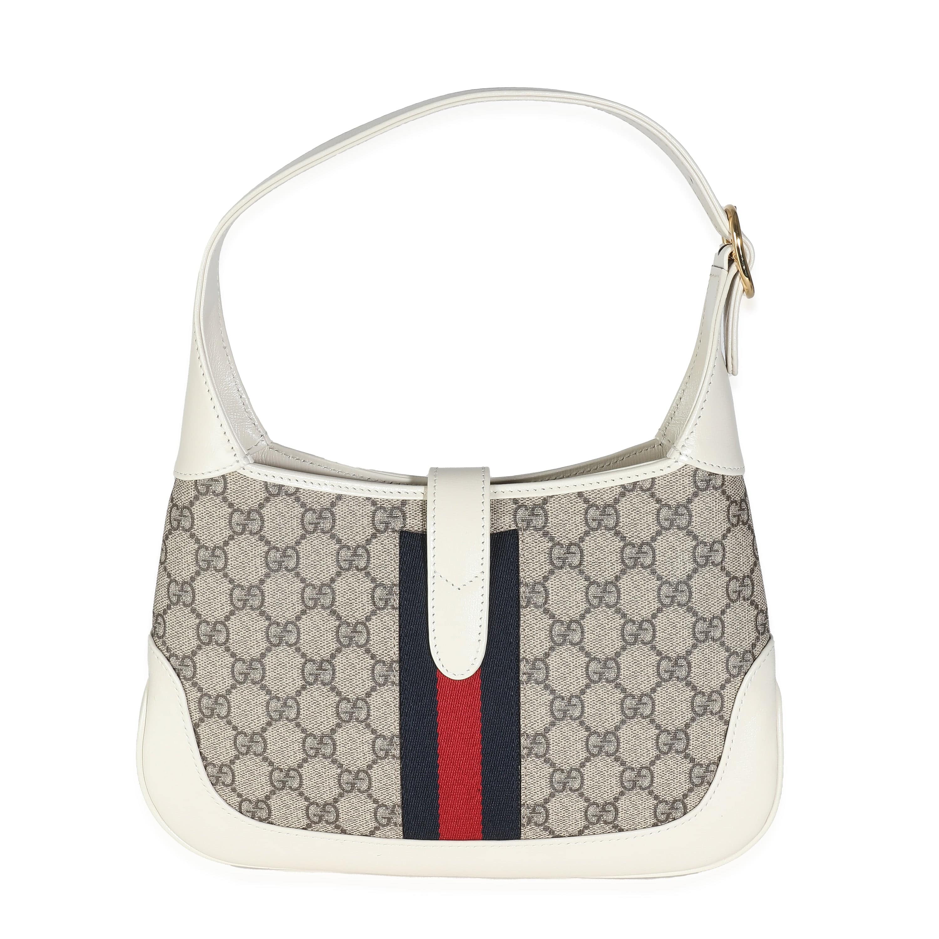 Gucci Gucci Beige Ebony Mystique White GG Supreme Web Small Jackie 1961