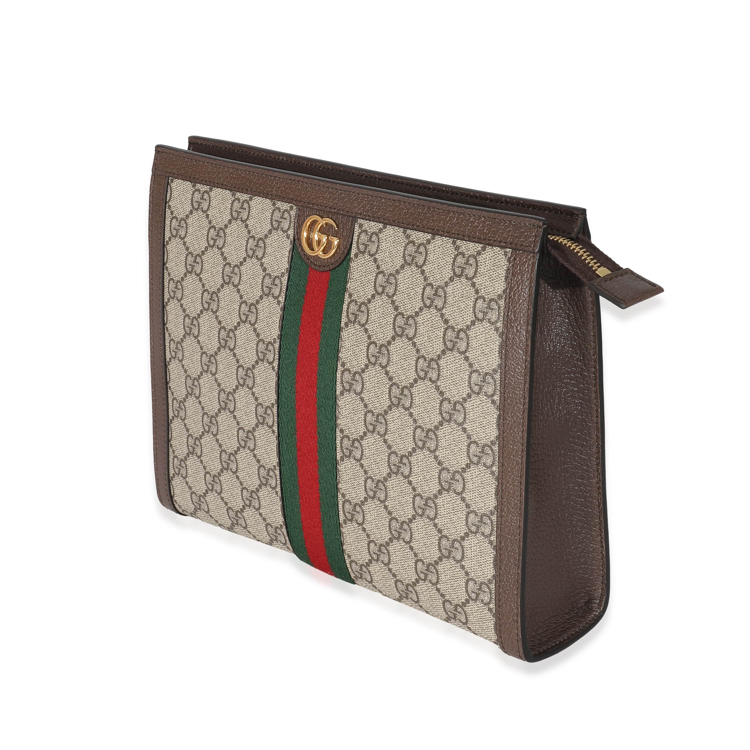 Gucci Gucci Beige GG Supreme Web Ophidia Pouch