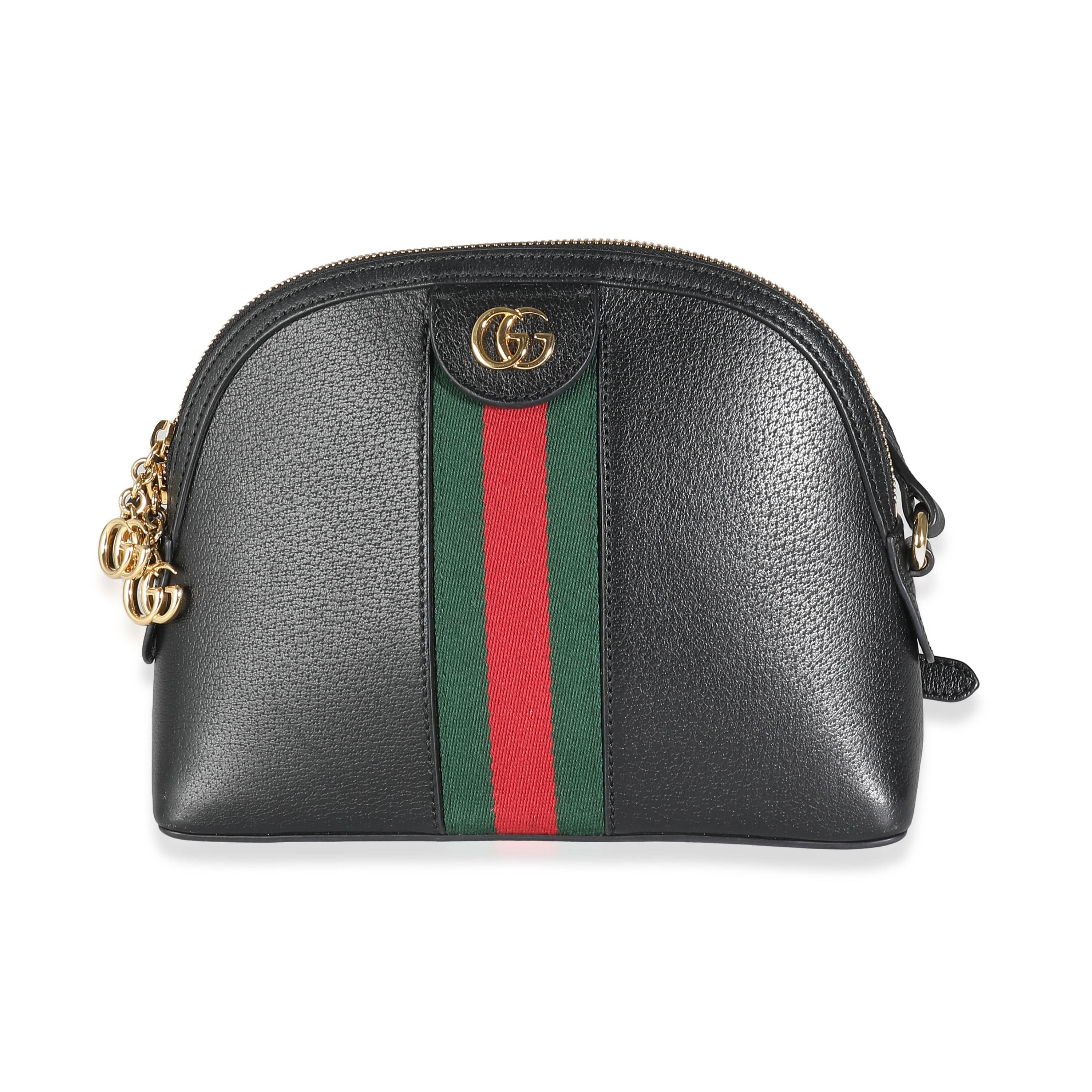 Gucci Gucci Black Calfskin Web Small Ophidia Dome Bag