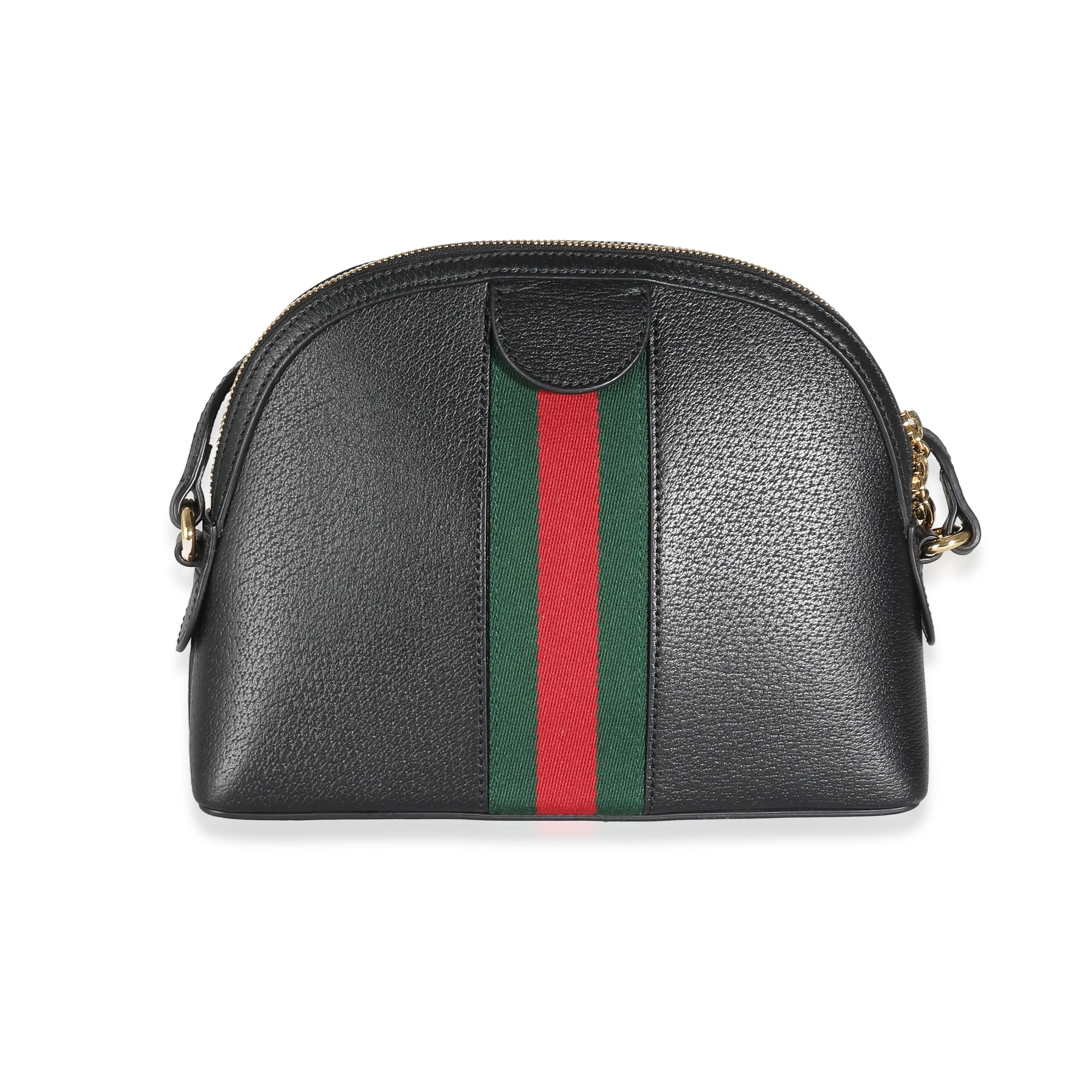 Gucci Gucci Black Calfskin Web Small Ophidia Dome Bag