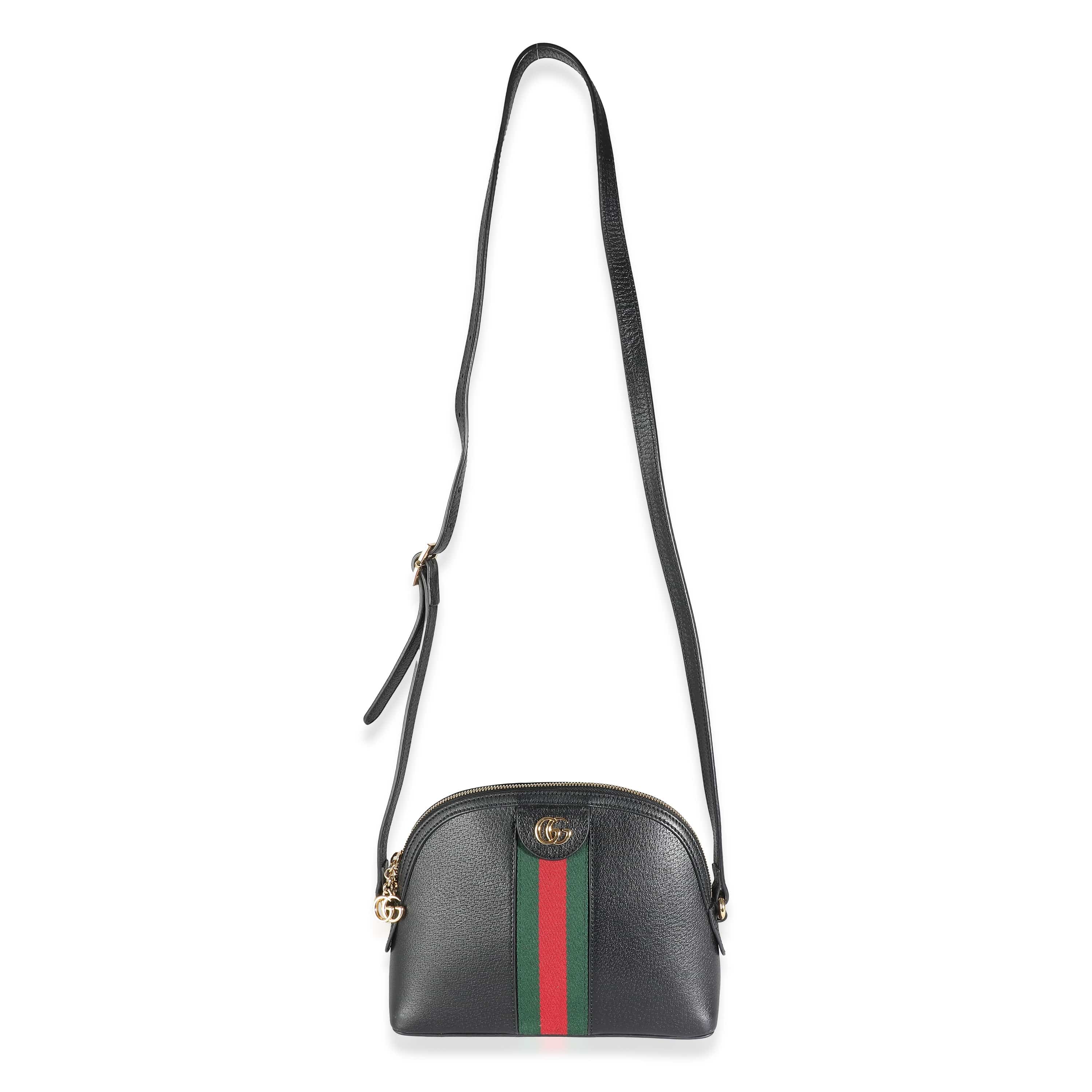 Gucci Gucci Black Calfskin Web Small Ophidia Dome Bag