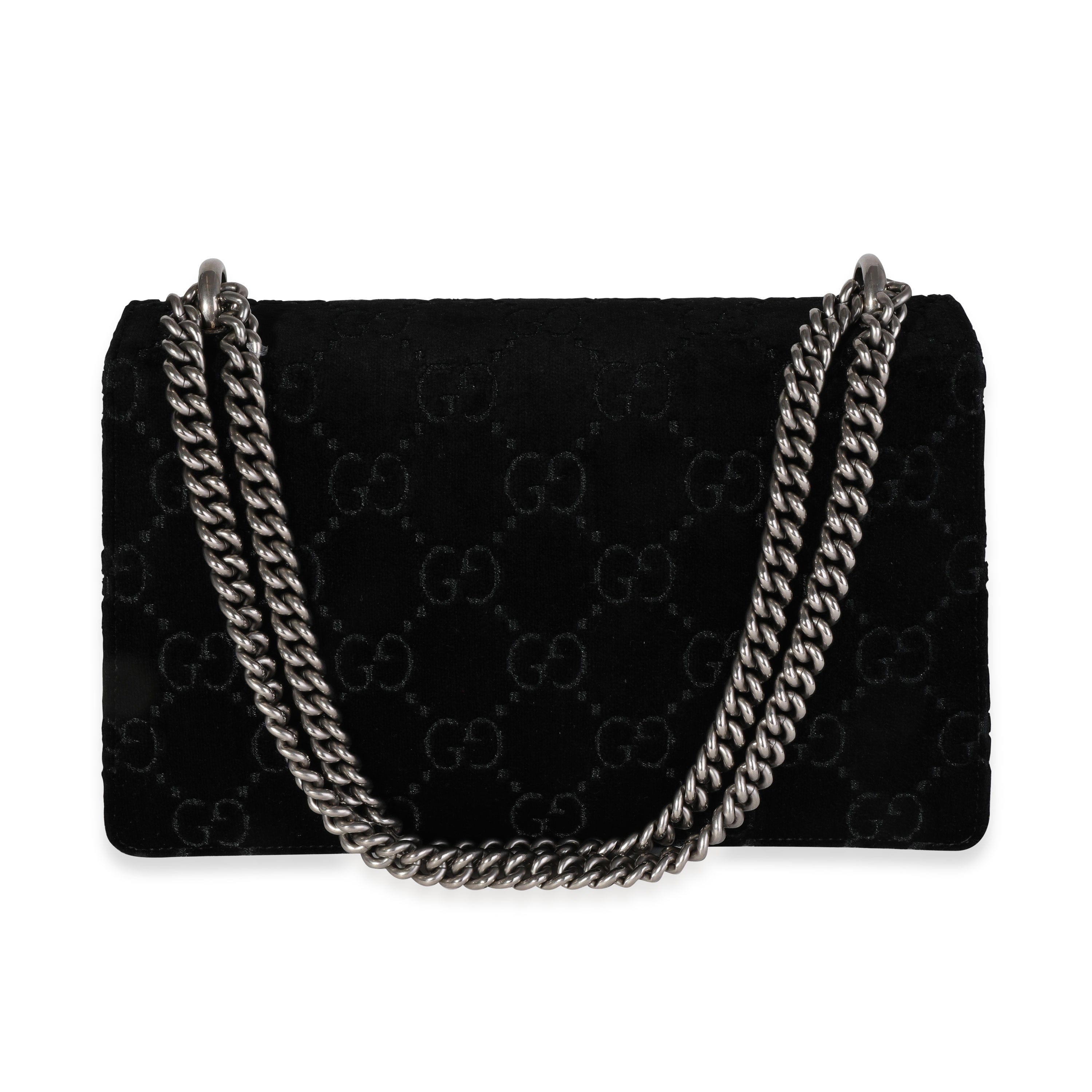 Gucci Gucci Black GG Velvet & Patent Leather Small Dionysus Bag