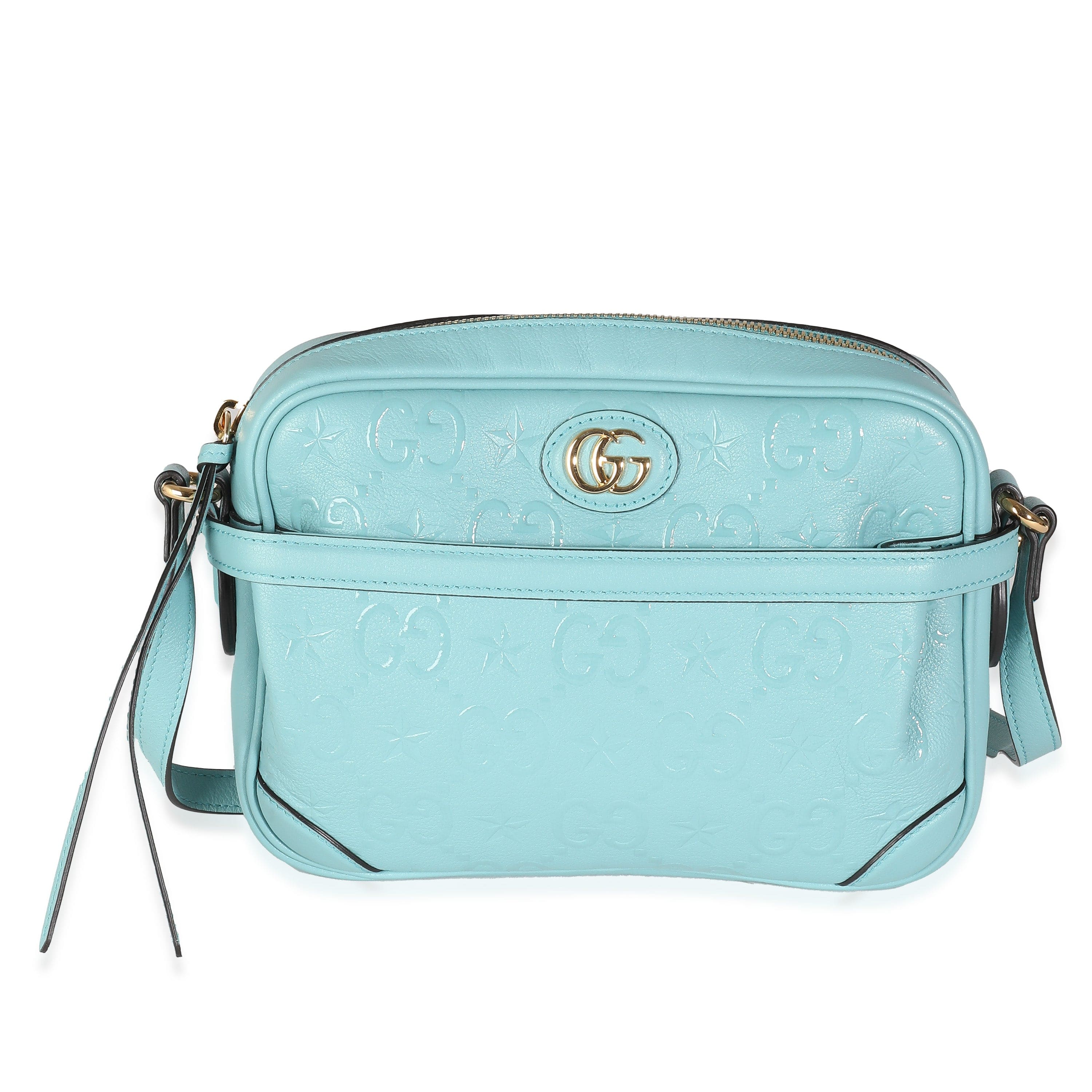 Gucci Gucci Blue Wonka Grain Calfskin GG Monogram Star Embossed Crossbody