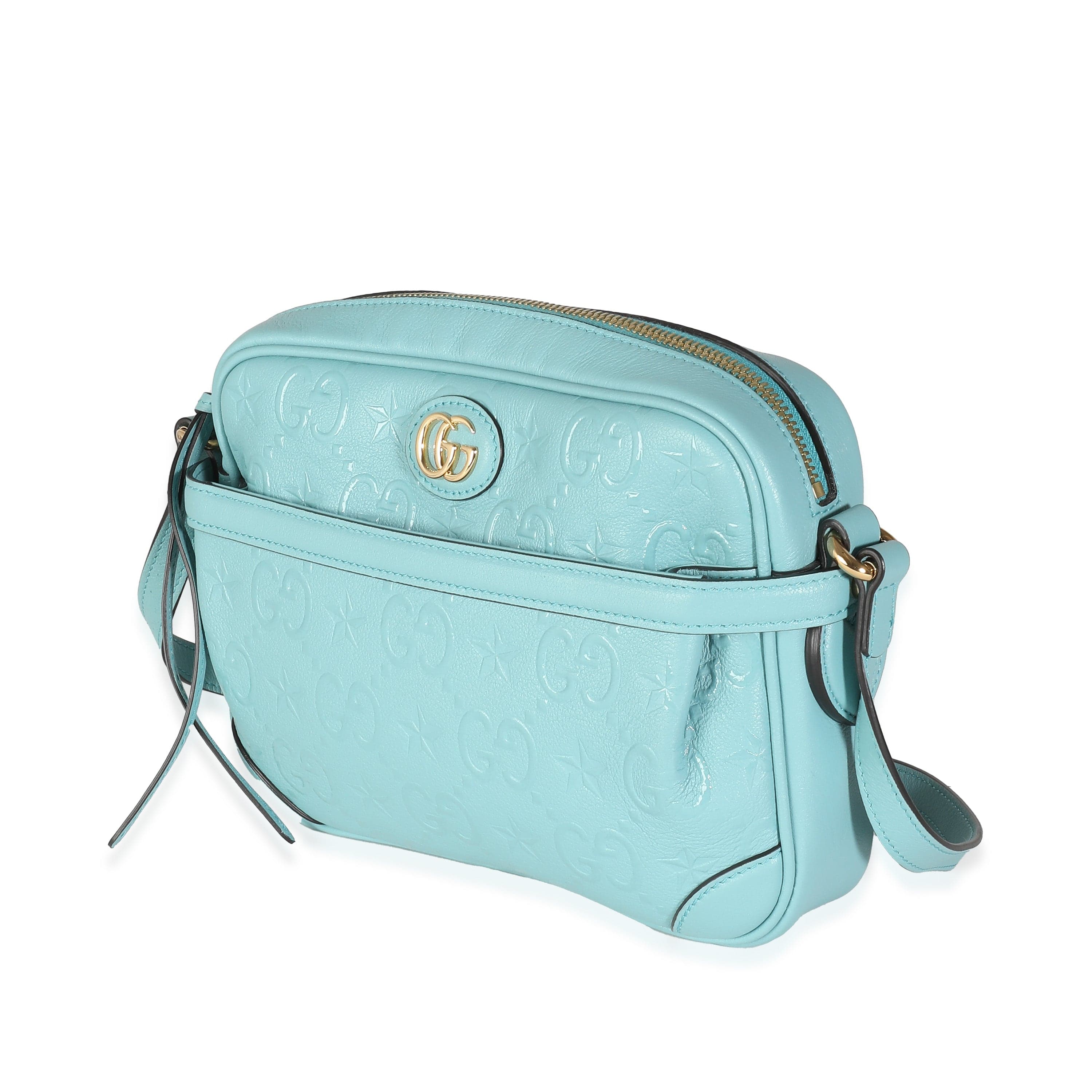 Gucci Gucci Blue Wonka Grain Calfskin GG Monogram Star Embossed Crossbody