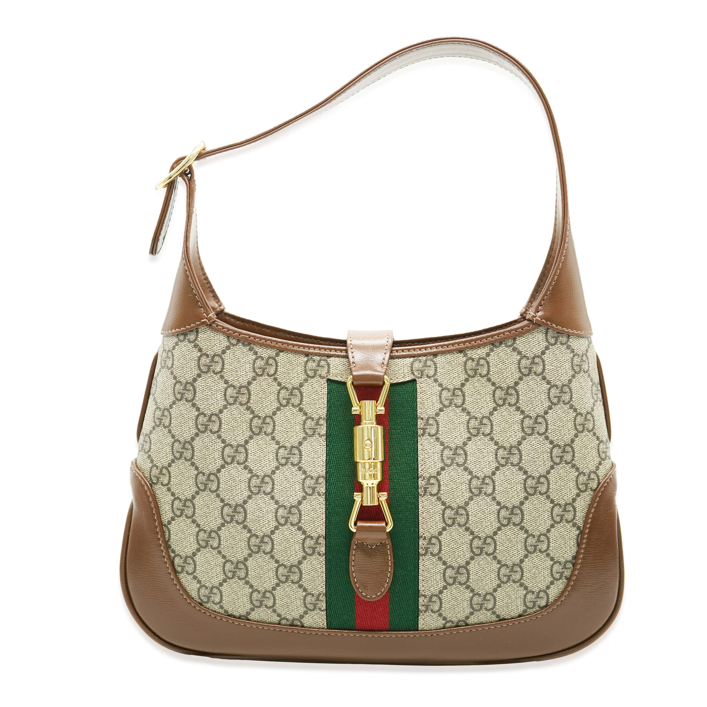 Gucci Gucci Brown Beige GG Canvas Small 1961 Jackie Hobo