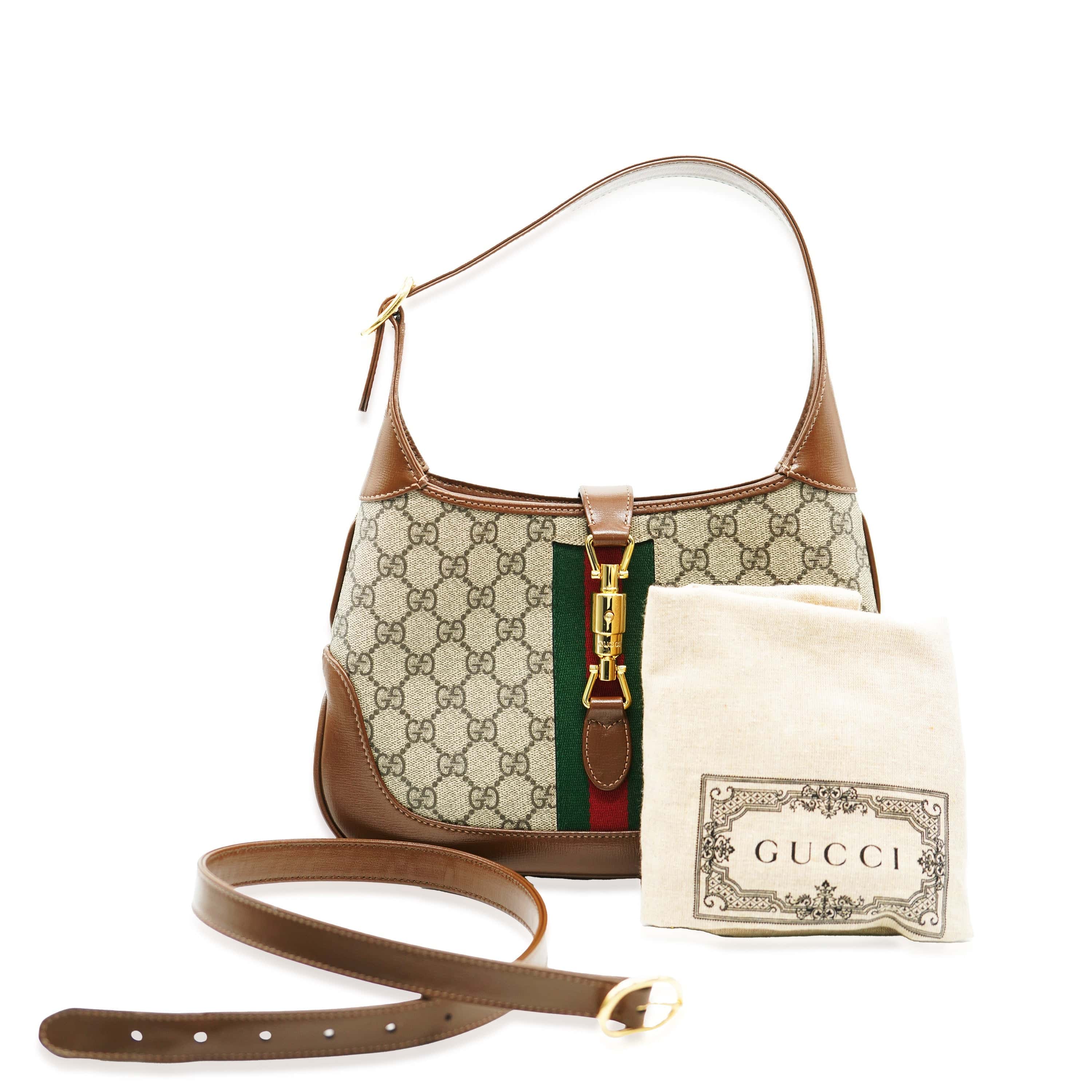 Gucci Gucci Brown Beige GG Canvas Small 1961 Jackie Hobo