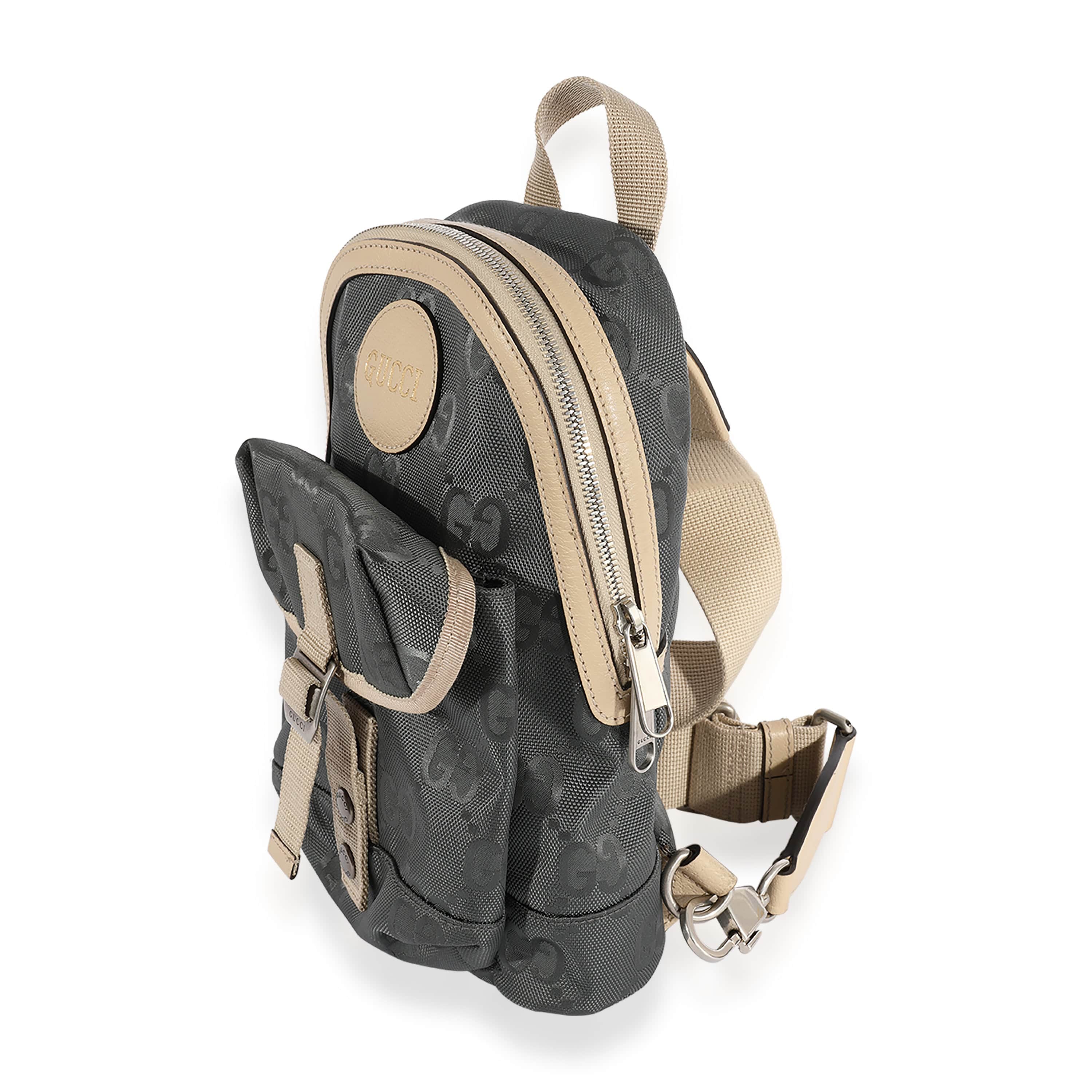 Gucci Gucci Gray GG ECONYL Nylon & Canvas Off The Grid Sling Backpack