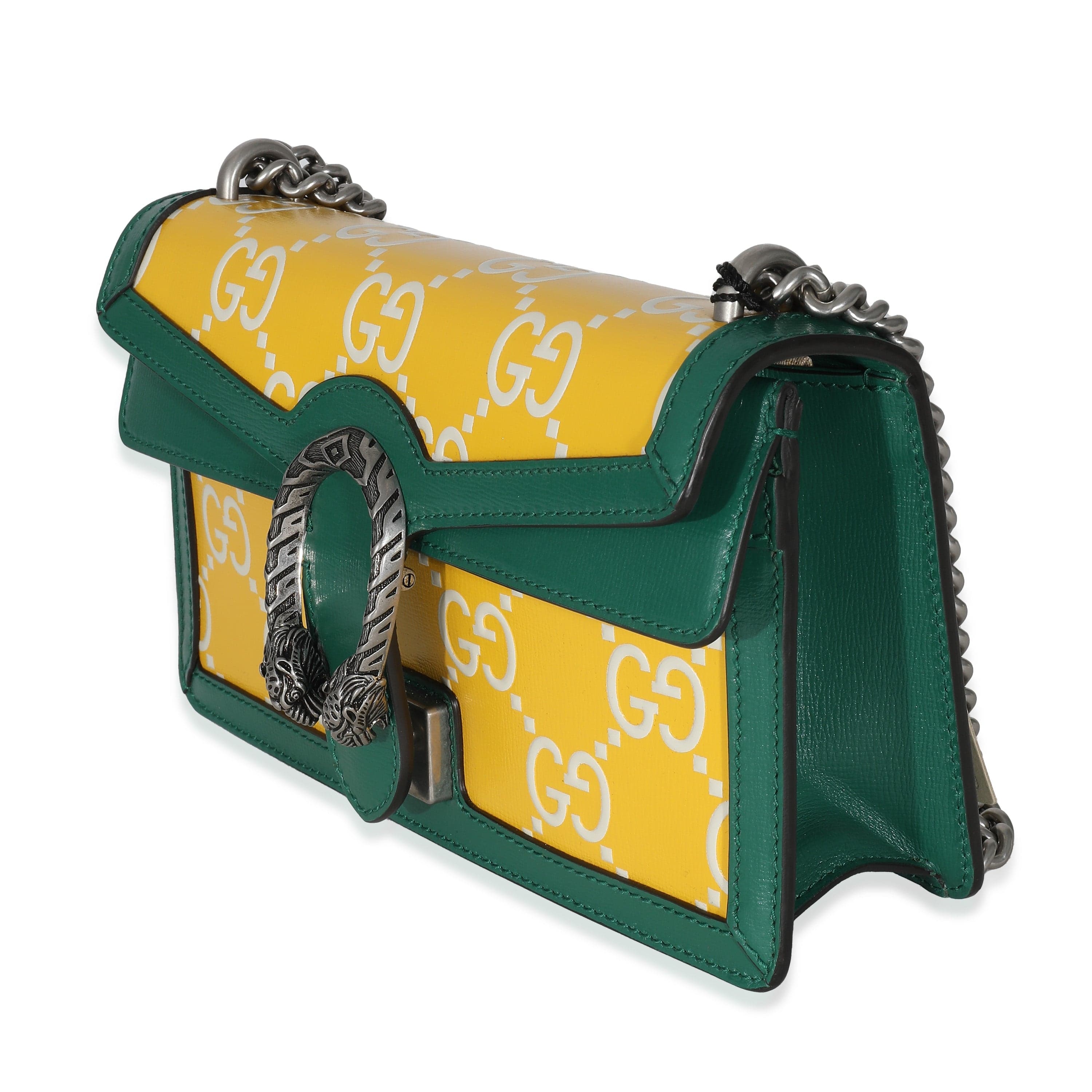 Gucci Gucci Green Yellow Leather GG Small Dionysus Bag