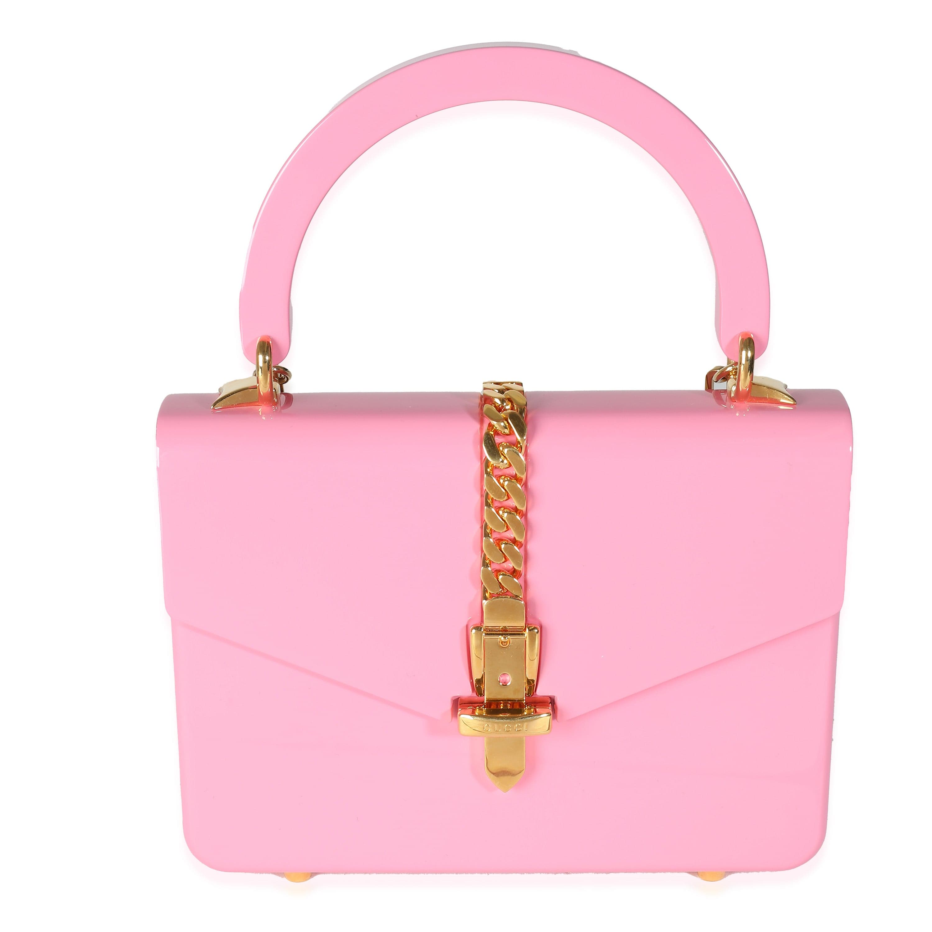 Gucci Gucci Pink Plexiglass Mini Sylvie 1969 Top Handle Bag