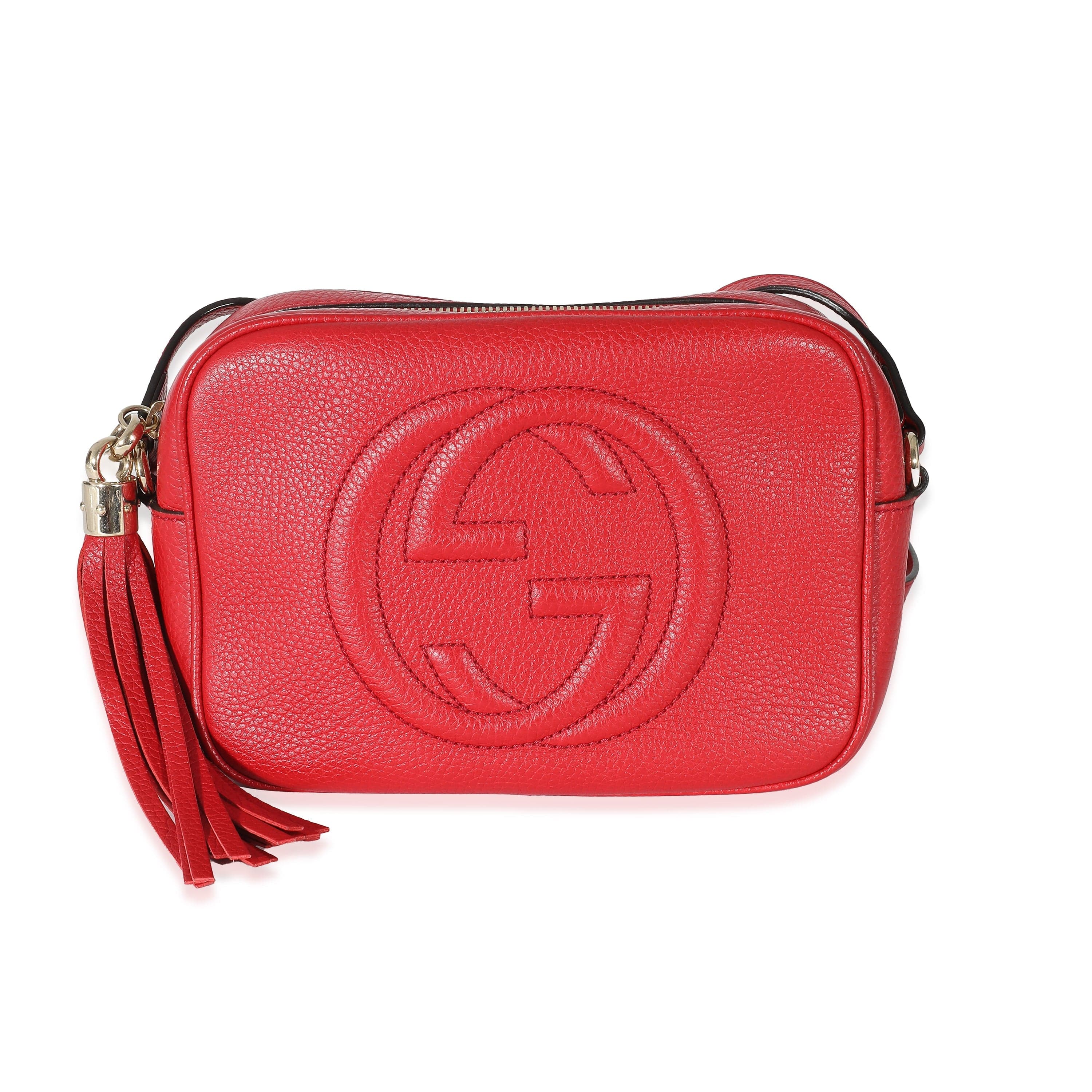 Gucci Gucci Tabasco Red Pebbled Calfskin Small Soho Disco Bag