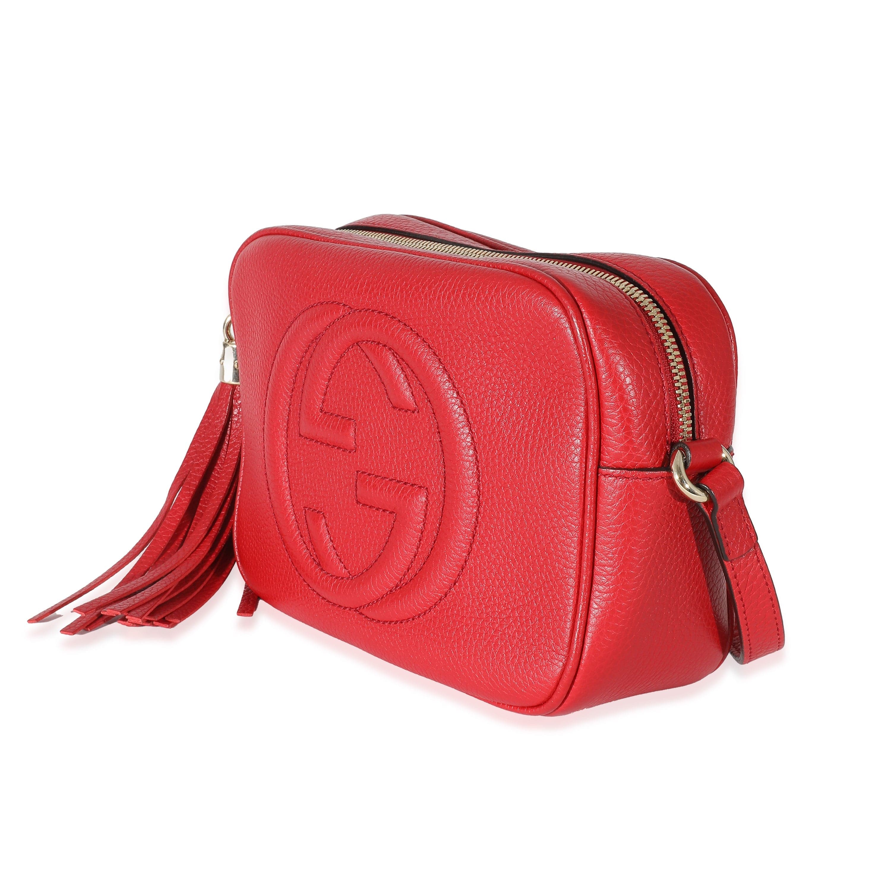 Gucci Gucci Tabasco Red Pebbled Calfskin Small Soho Disco Bag