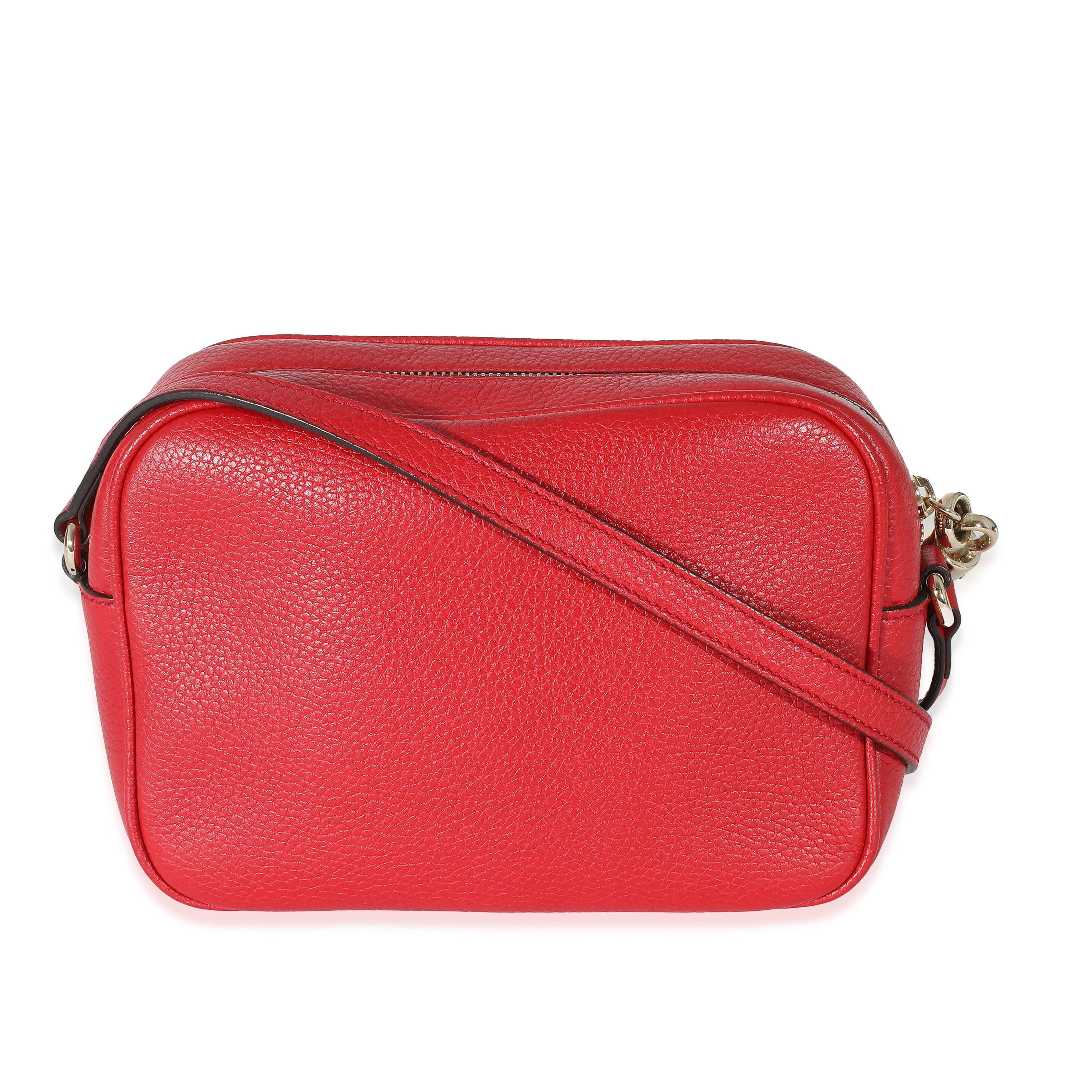 Gucci Gucci Tabasco Red Pebbled Calfskin Small Soho Disco Bag