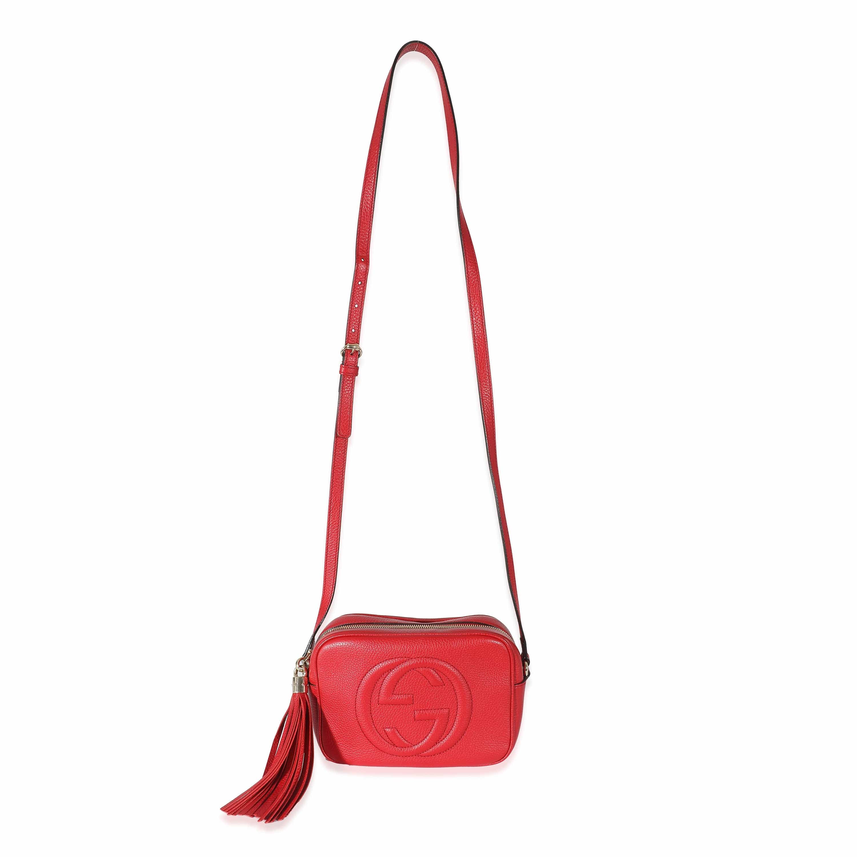 Gucci Gucci Tabasco Red Pebbled Calfskin Small Soho Disco Bag