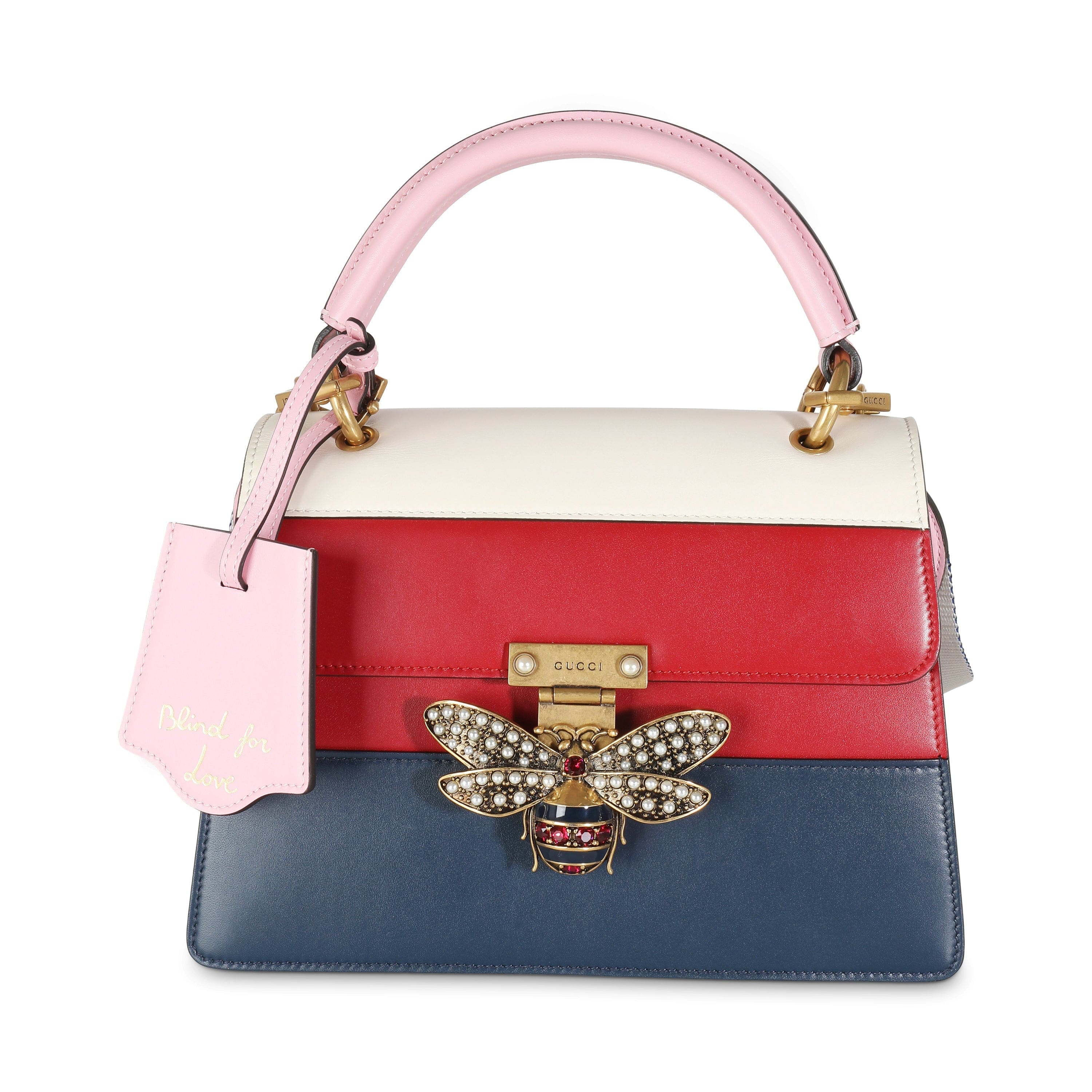 Gucci Gucci Tri Color Calfskin Sylvie Web Small Queen Margaret Top Handle Bag