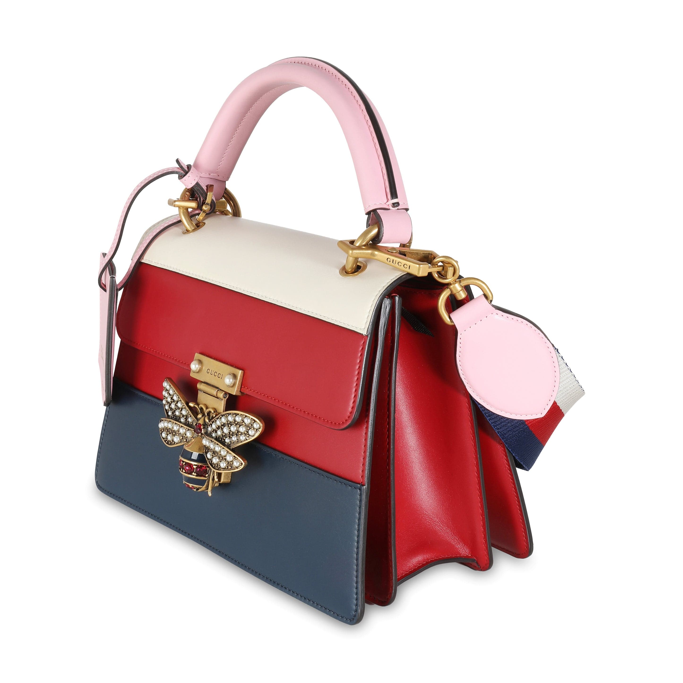 Gucci Gucci Tri Color Calfskin Sylvie Web Small Queen Margaret Top Handle Bag