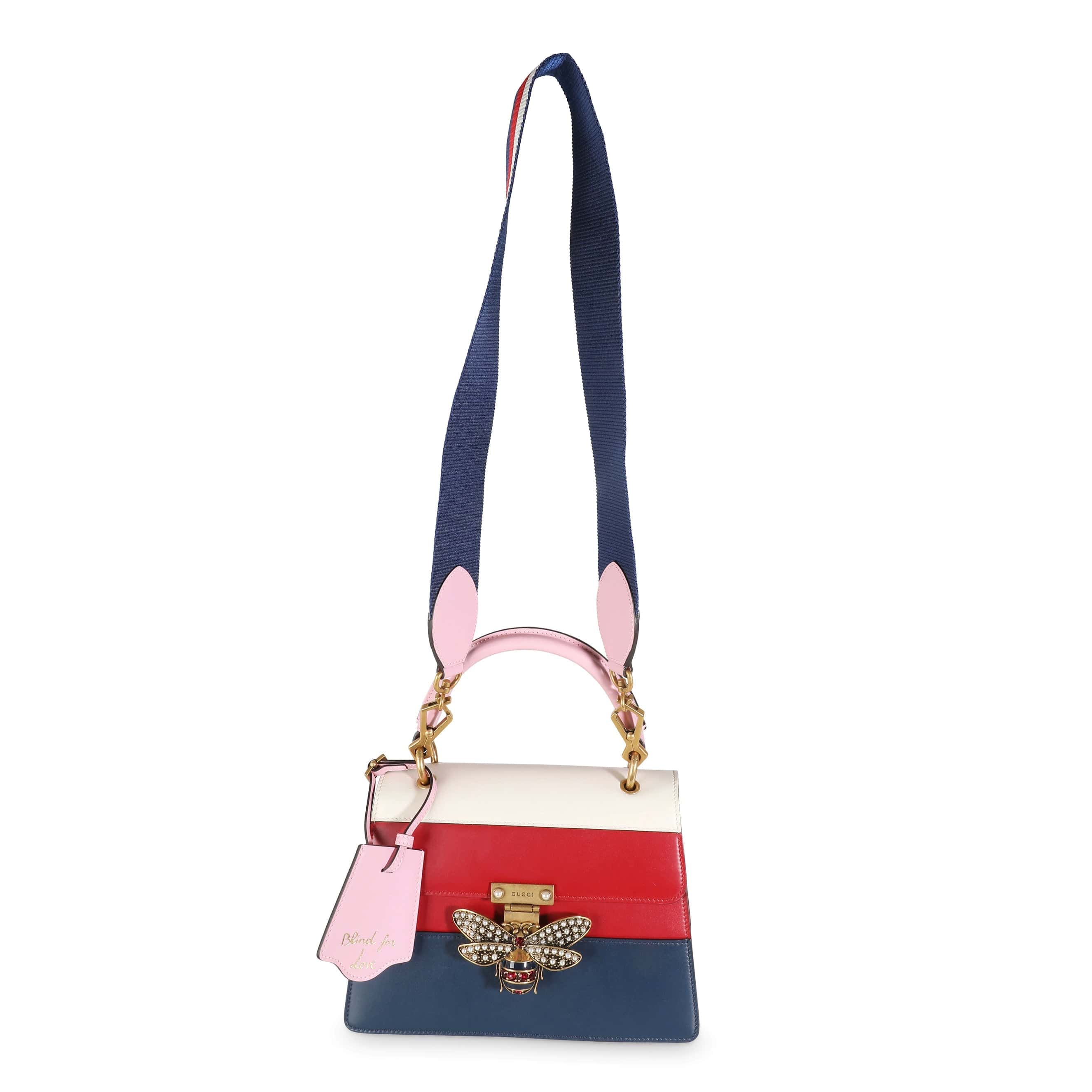 Gucci Gucci Tri Color Calfskin Sylvie Web Small Queen Margaret Top Handle Bag