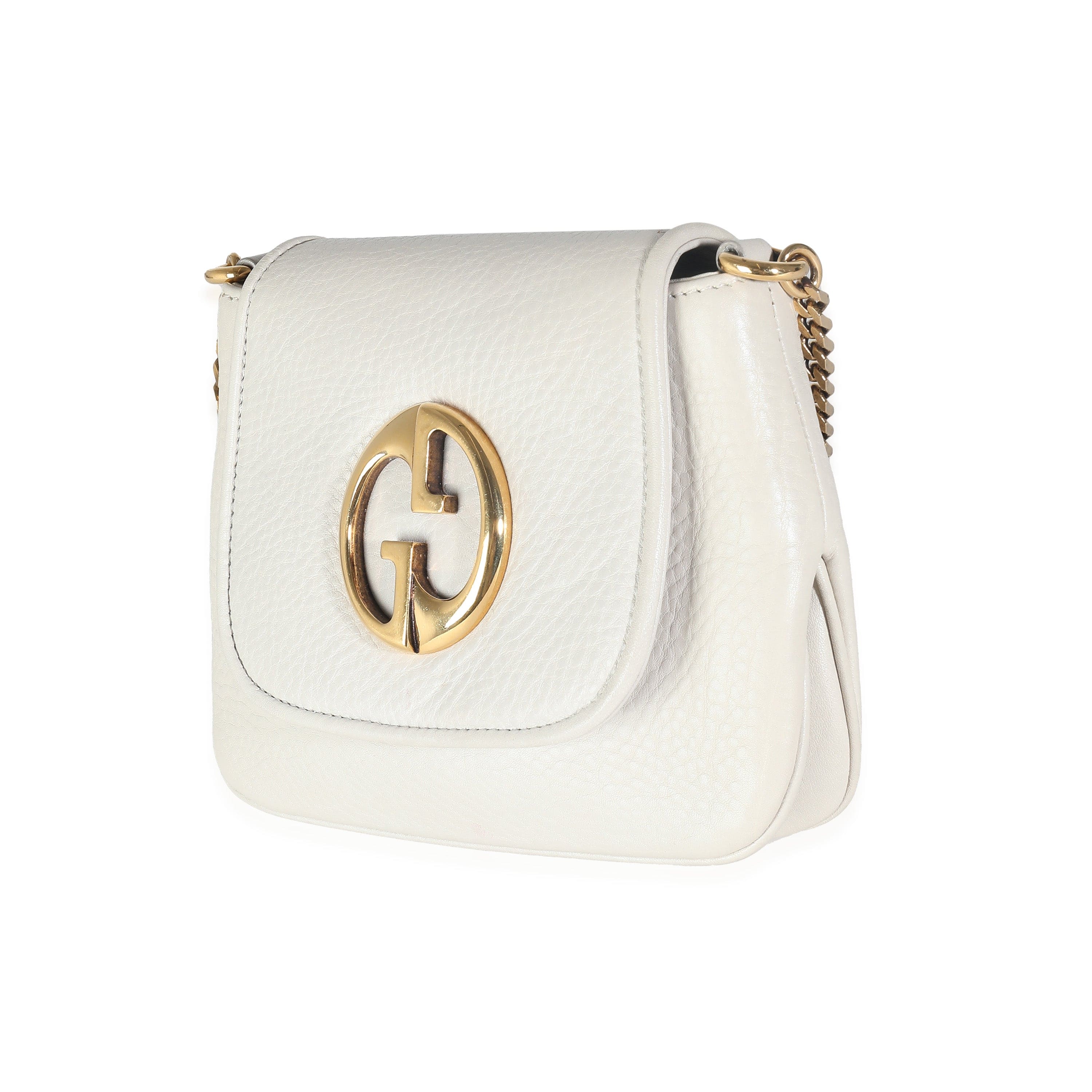 Gucci Gucci White Pebbled Calfskin Small 1973 Chain Bag