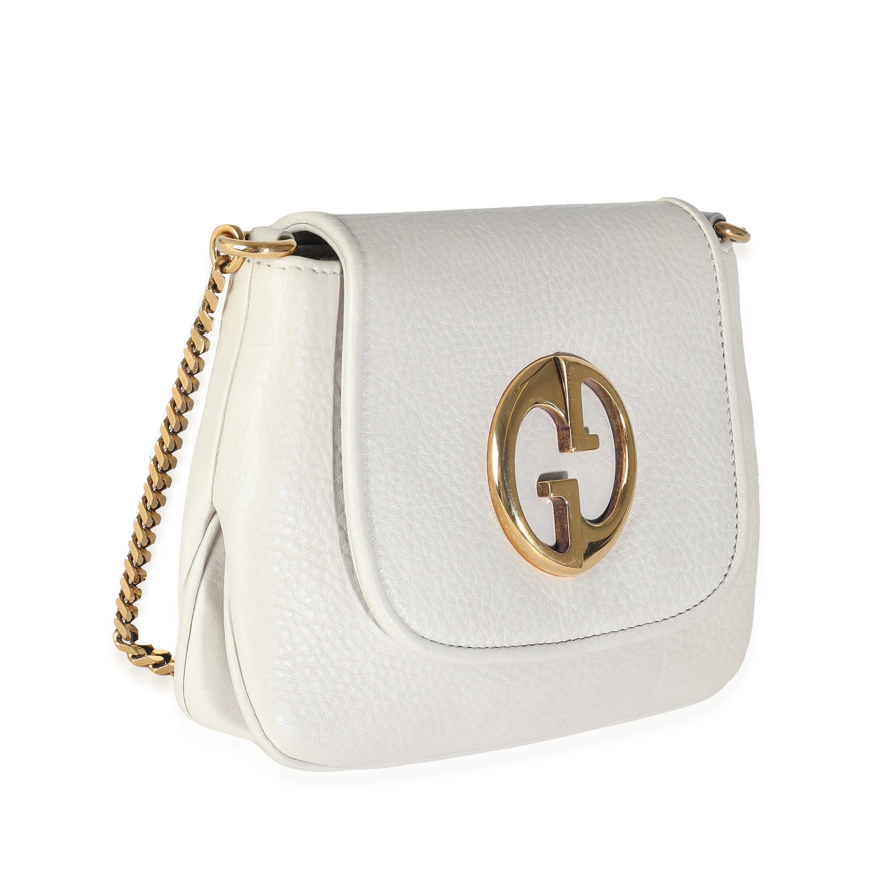 Gucci Gucci White Pebbled Calfskin Small 1973 Chain Bag