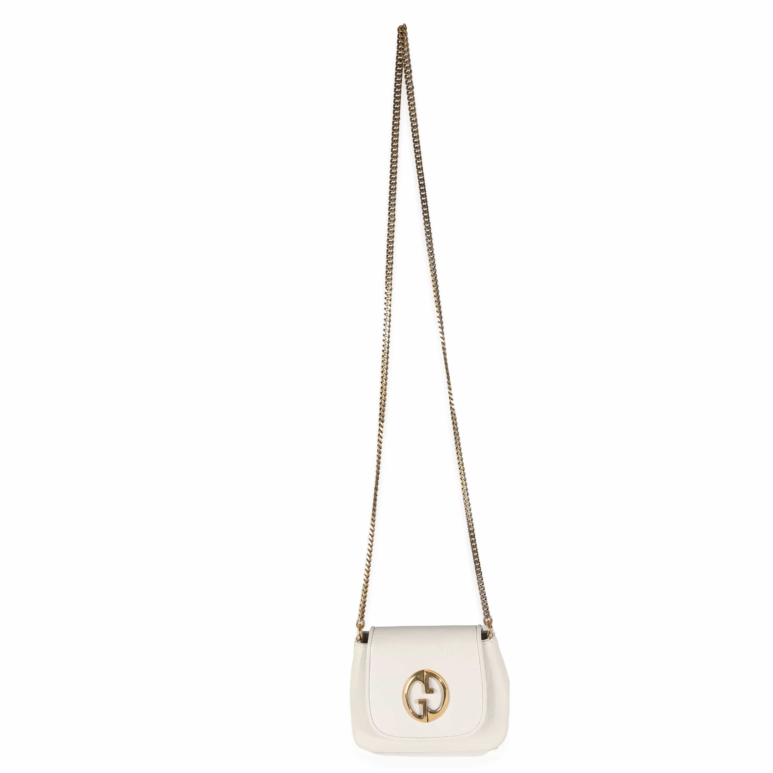 Gucci Gucci White Pebbled Calfskin Small 1973 Chain Bag